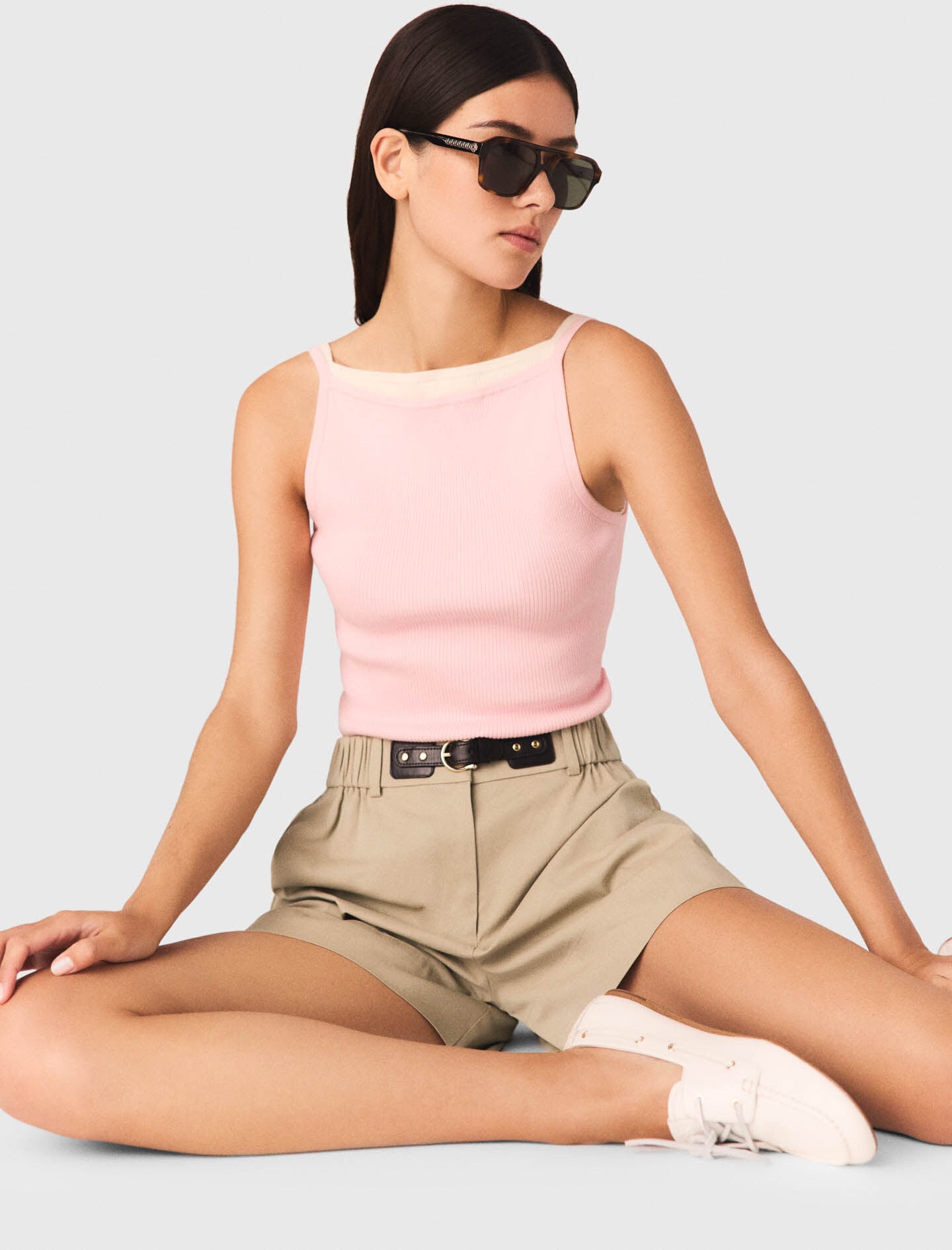 Maje High straight-neck top