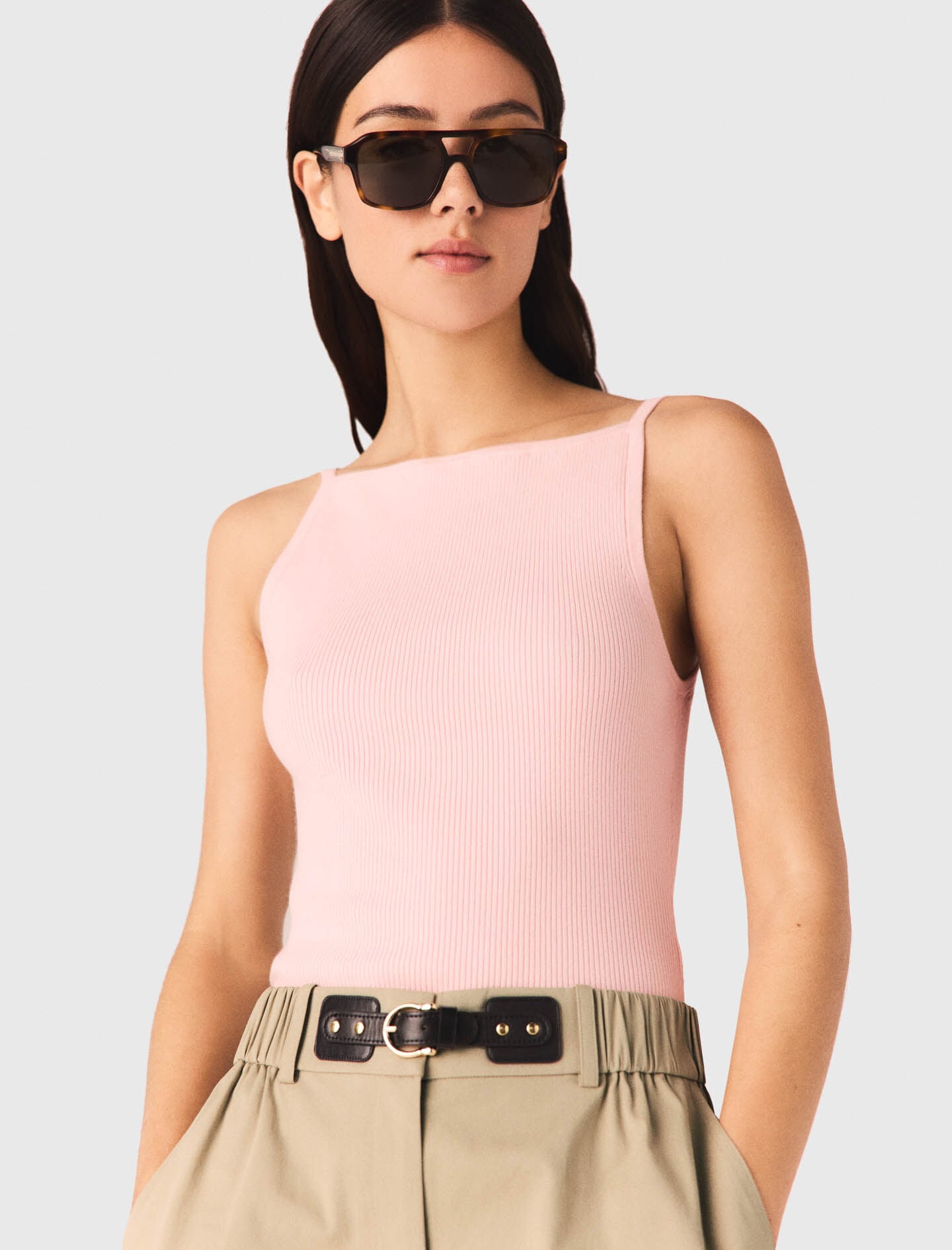 Maje High straight-neck top