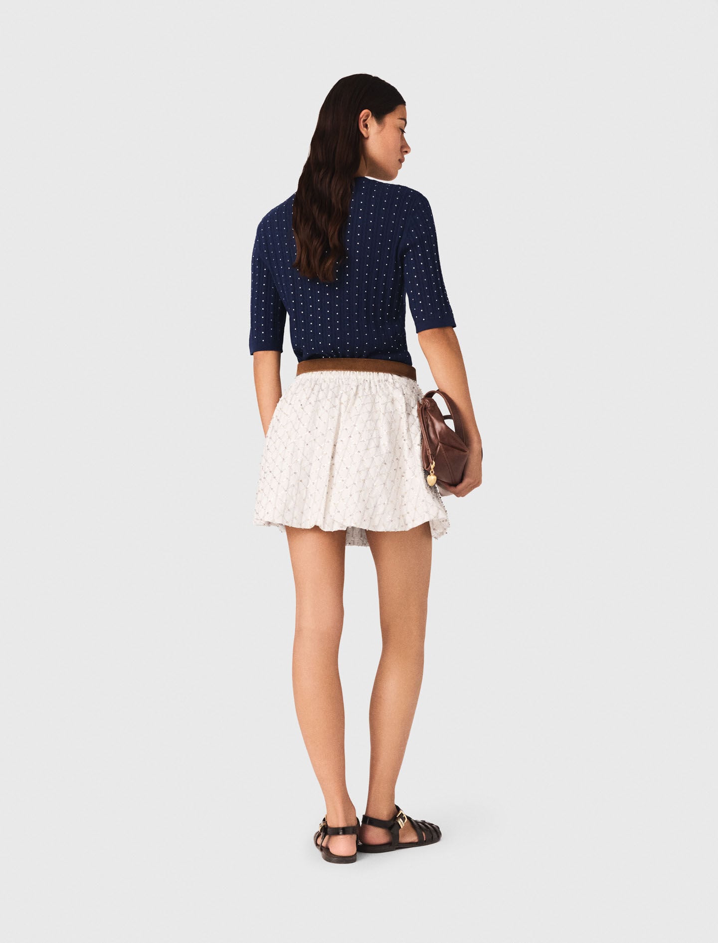 Maje Round-neck rhinestone sweater