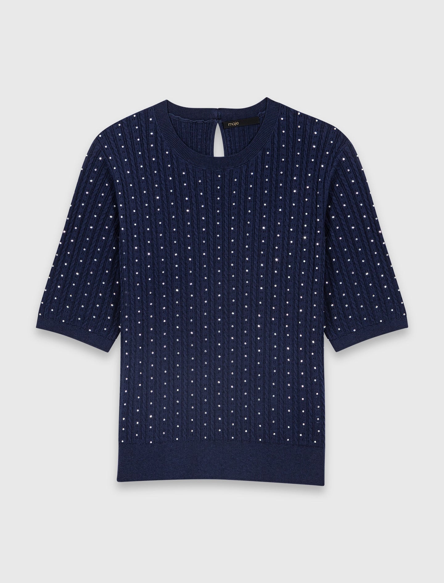 Maje Round-neck rhinestone sweater