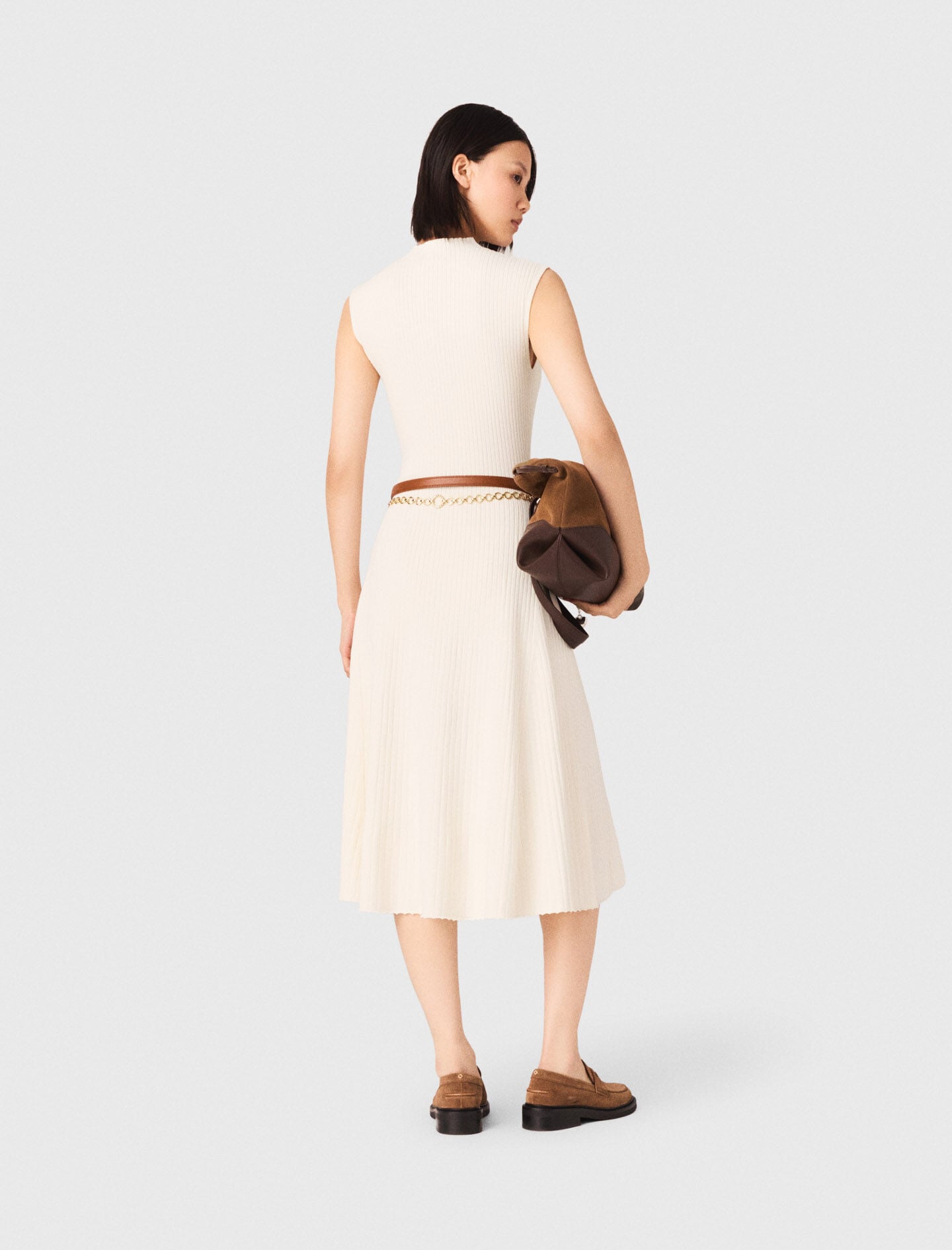 Maje Ribbed dress with side slit