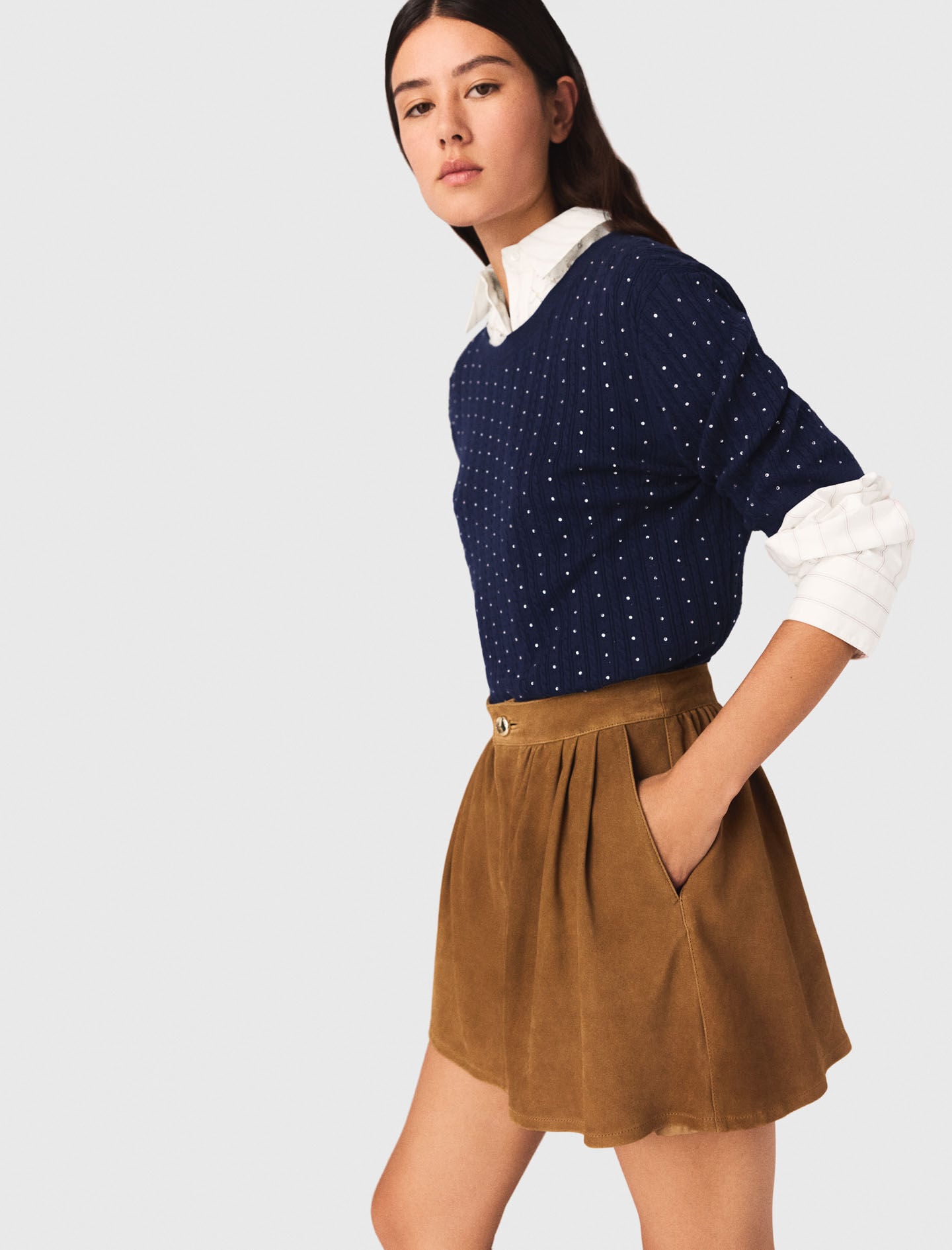Maje Short suede skirt