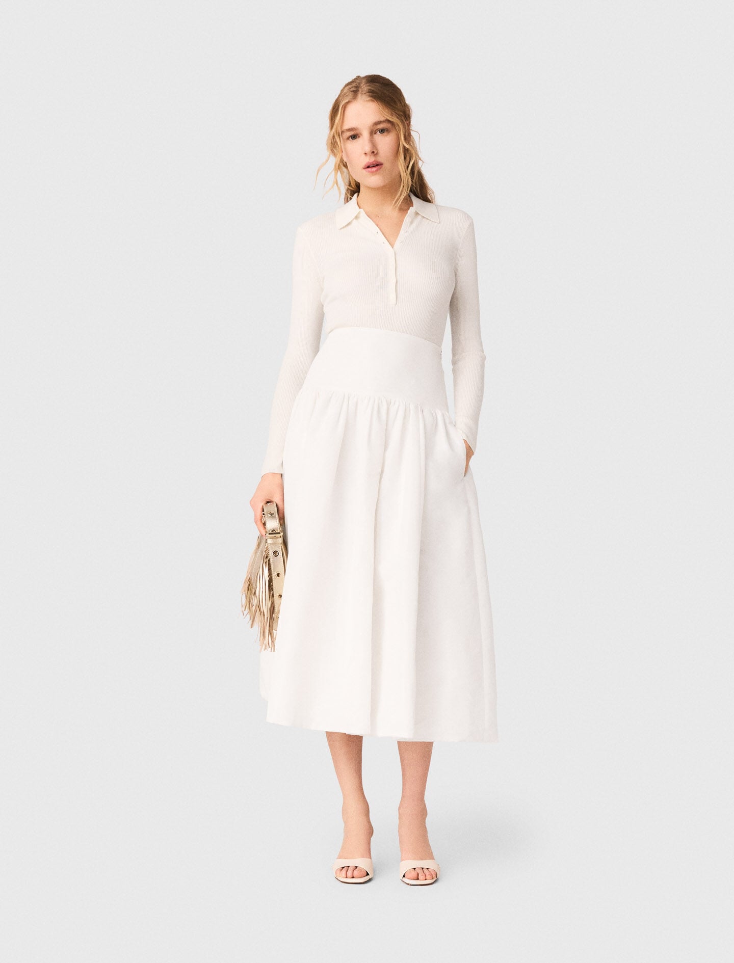 Maje Long taffeta skirt