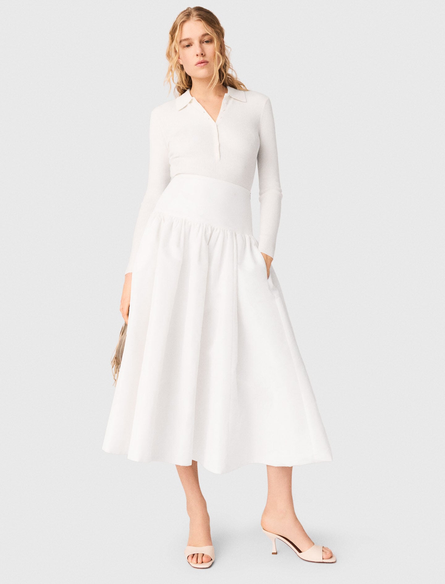 Maje Long taffeta skirt