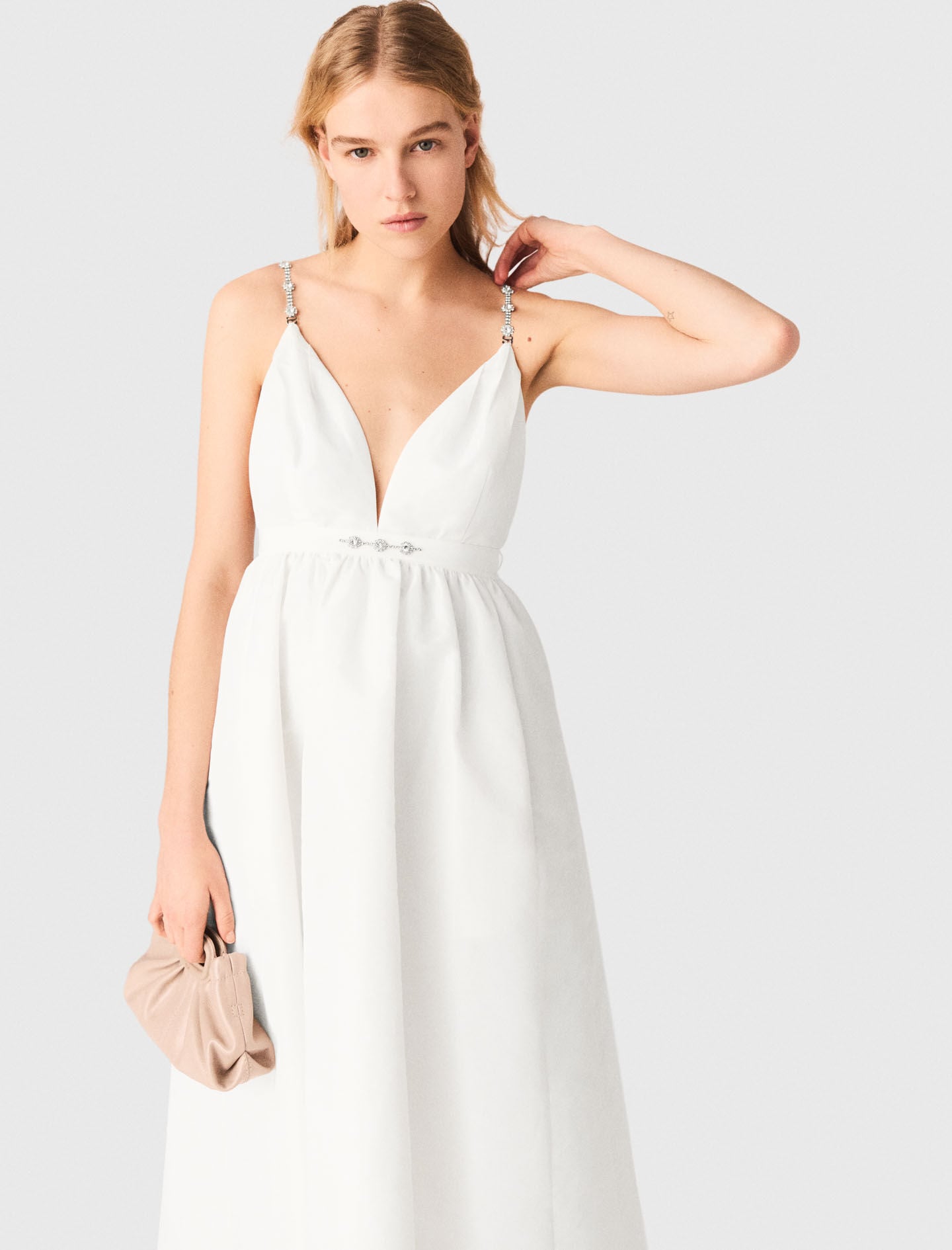 Maje Jewelled taffeta maxi dress