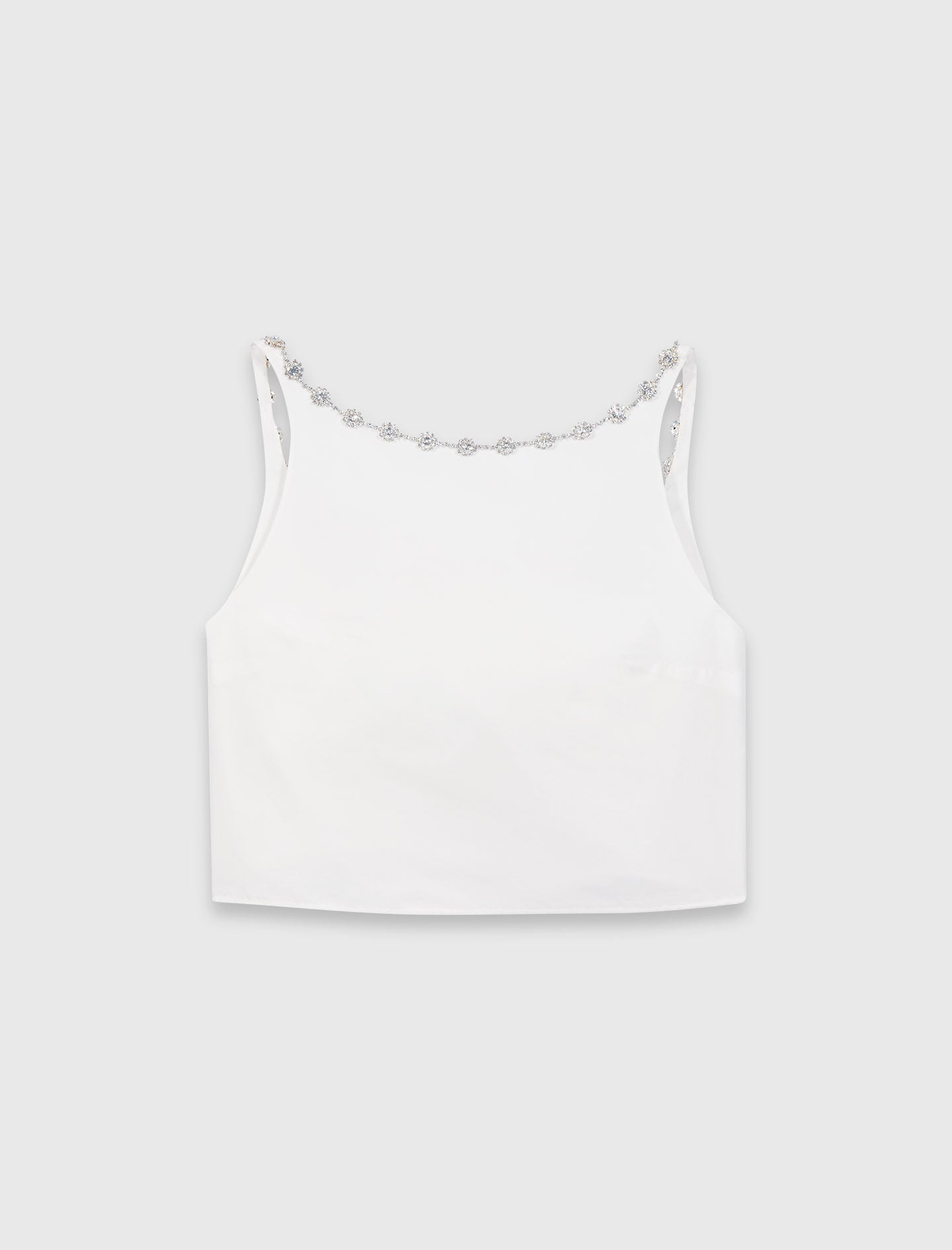 Maje Jewelled collar taffeta crop top