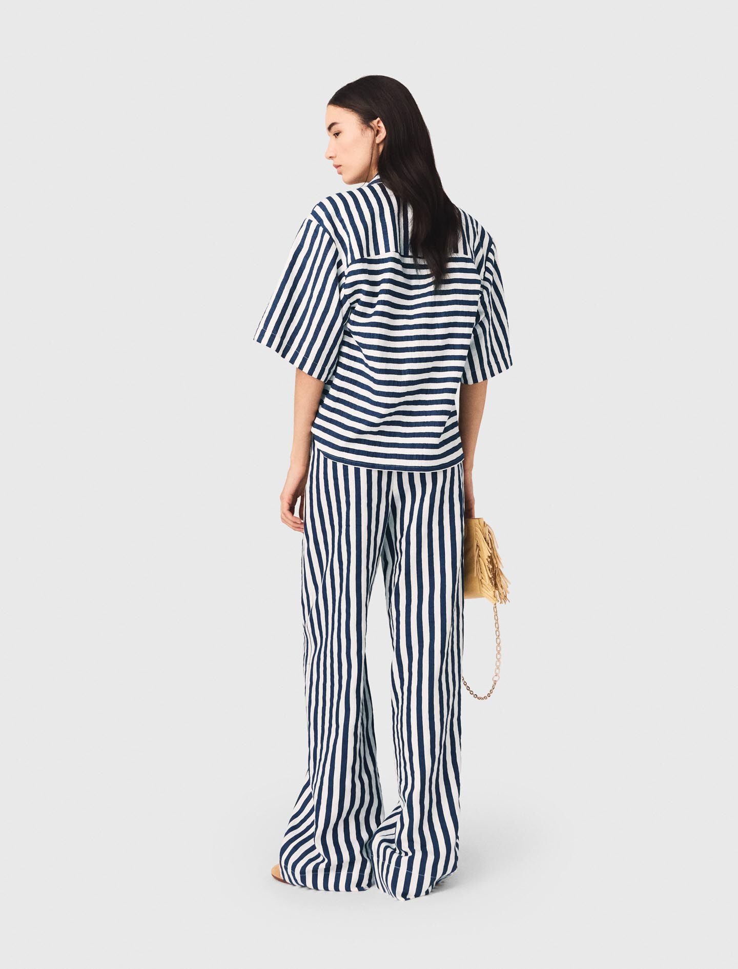Maje Cropped linen-blend shirt