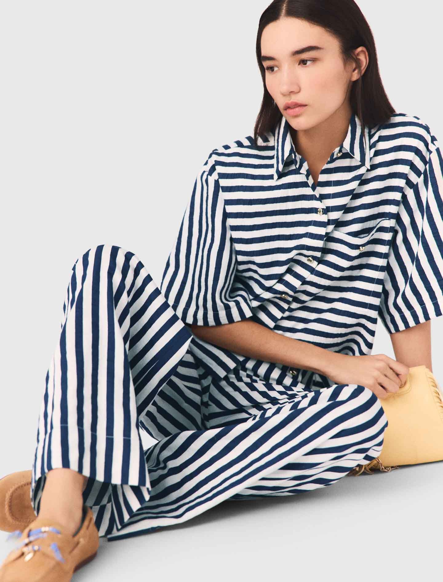 Maje Cropped linen-blend shirt
