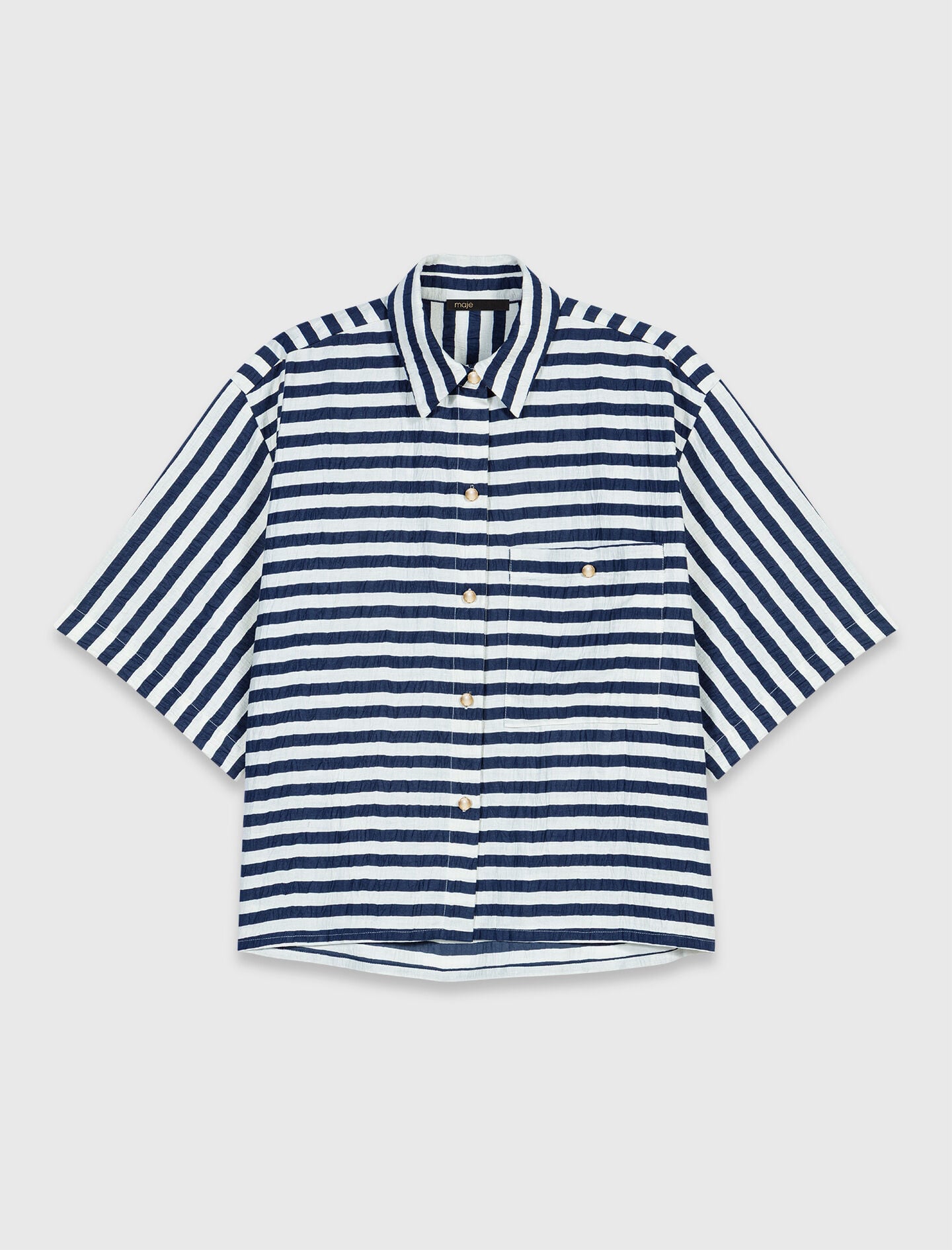 Maje Cropped linen-blend shirt