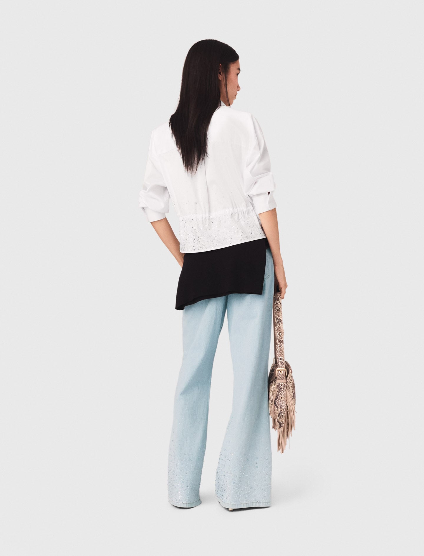 Maje Cotton shirt with rhinestones