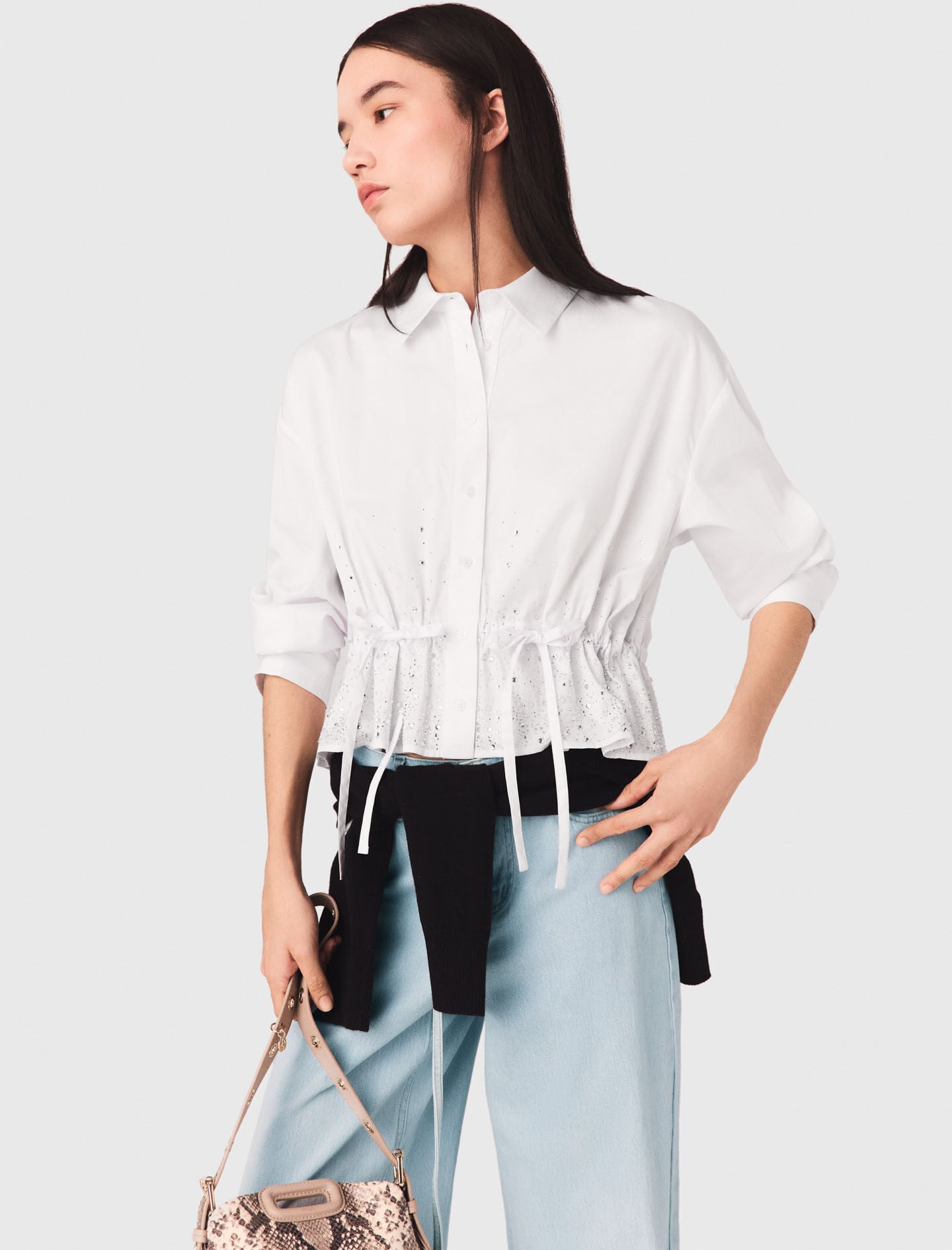 Maje Cotton shirt with rhinestones