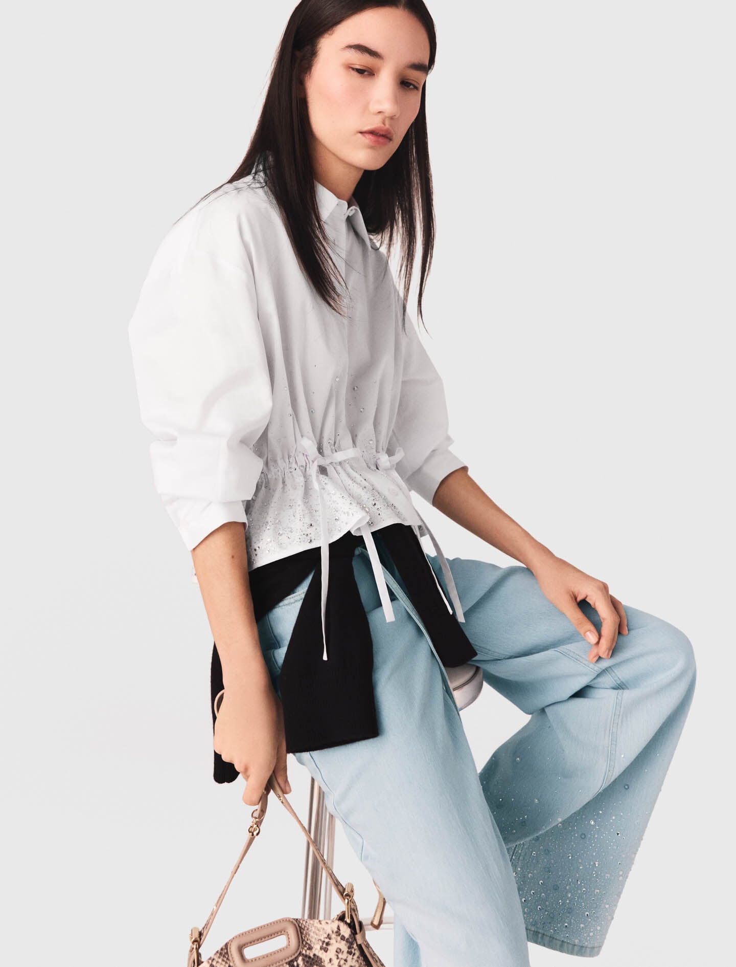 Maje Cotton shirt with rhinestones