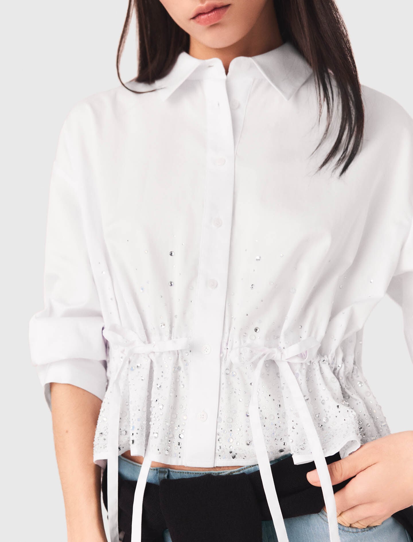 Maje Cotton shirt with rhinestones