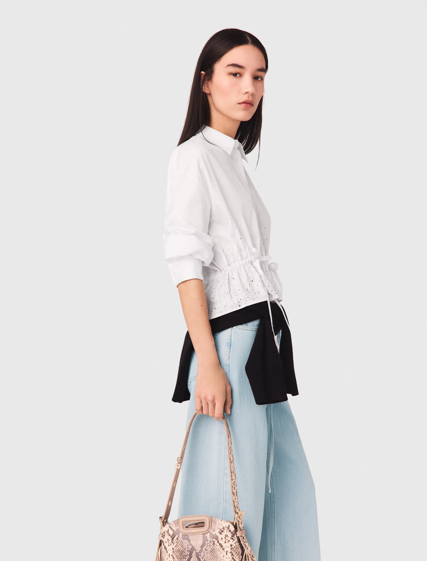 Maje Cotton shirt with rhinestones