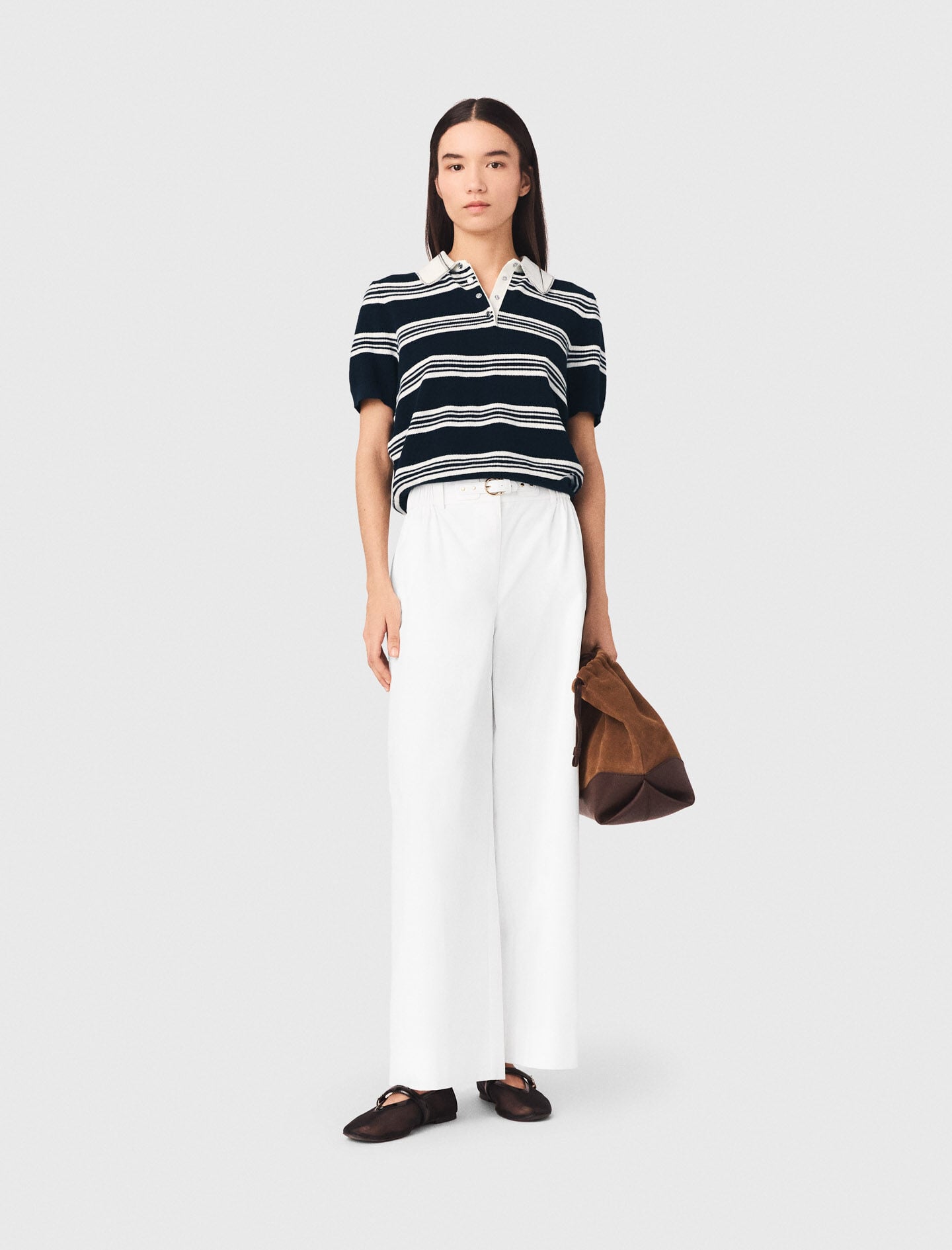 Maje Wide-leg cotton trousers