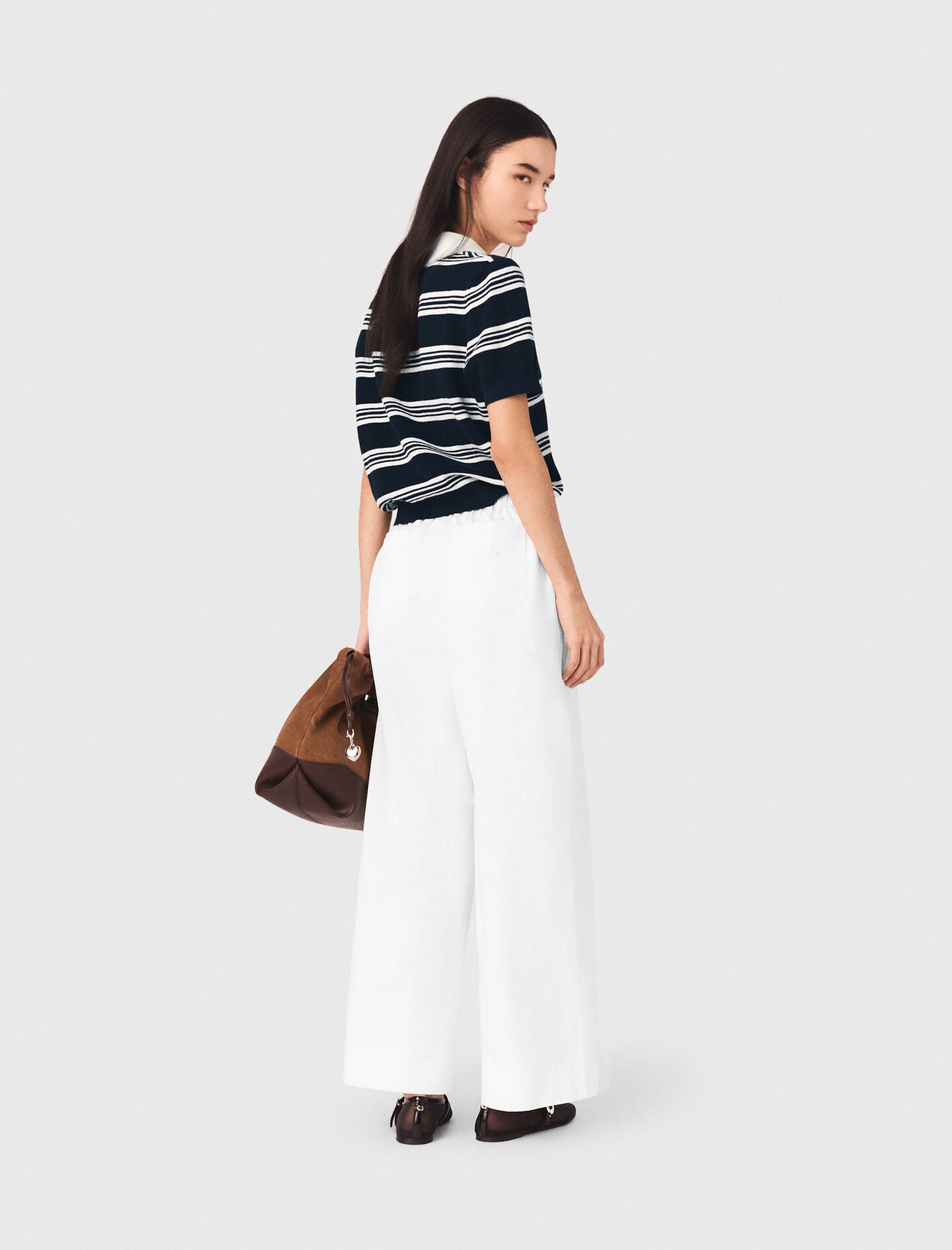 Maje Wide-leg cotton trousers