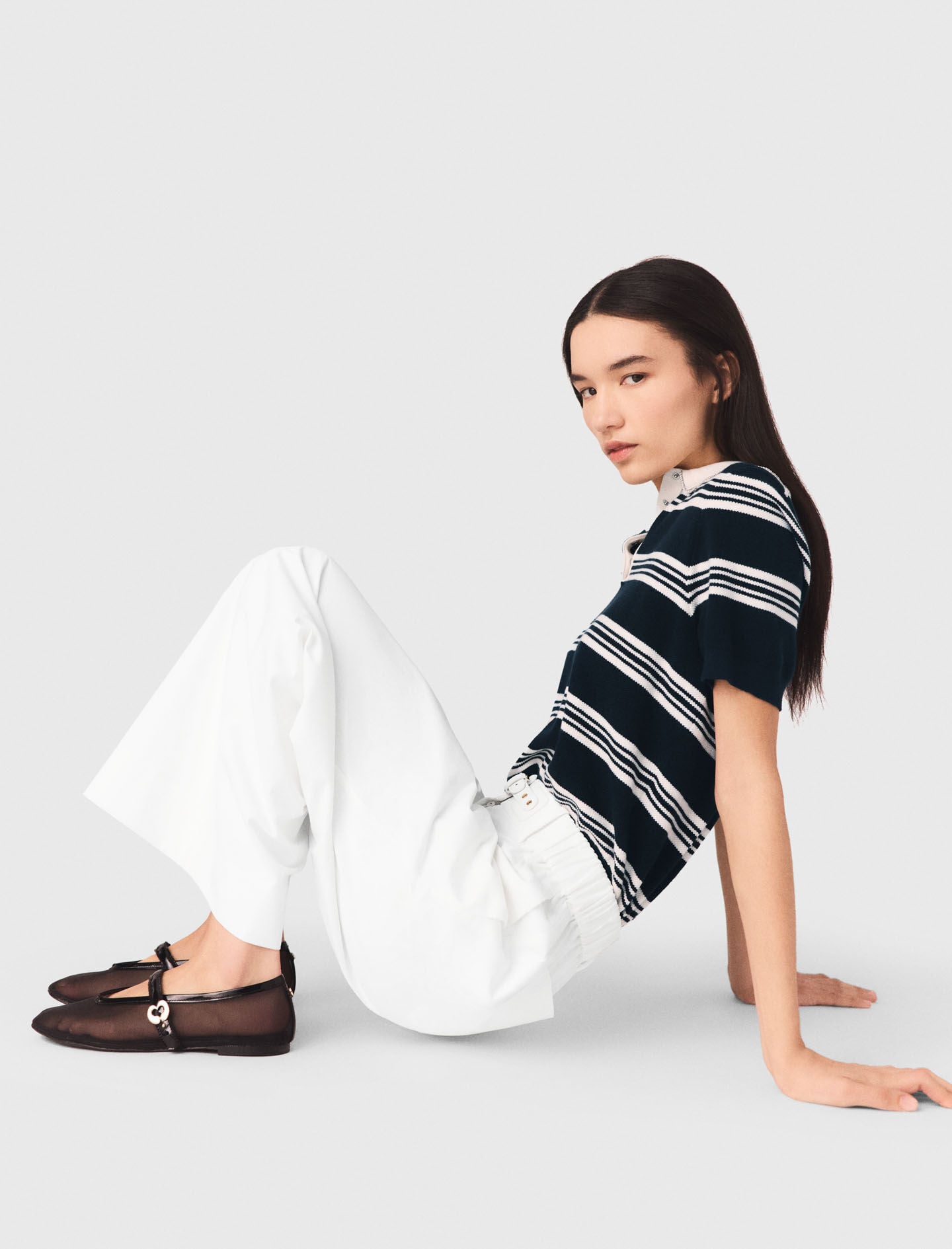 Maje Wide-leg cotton trousers