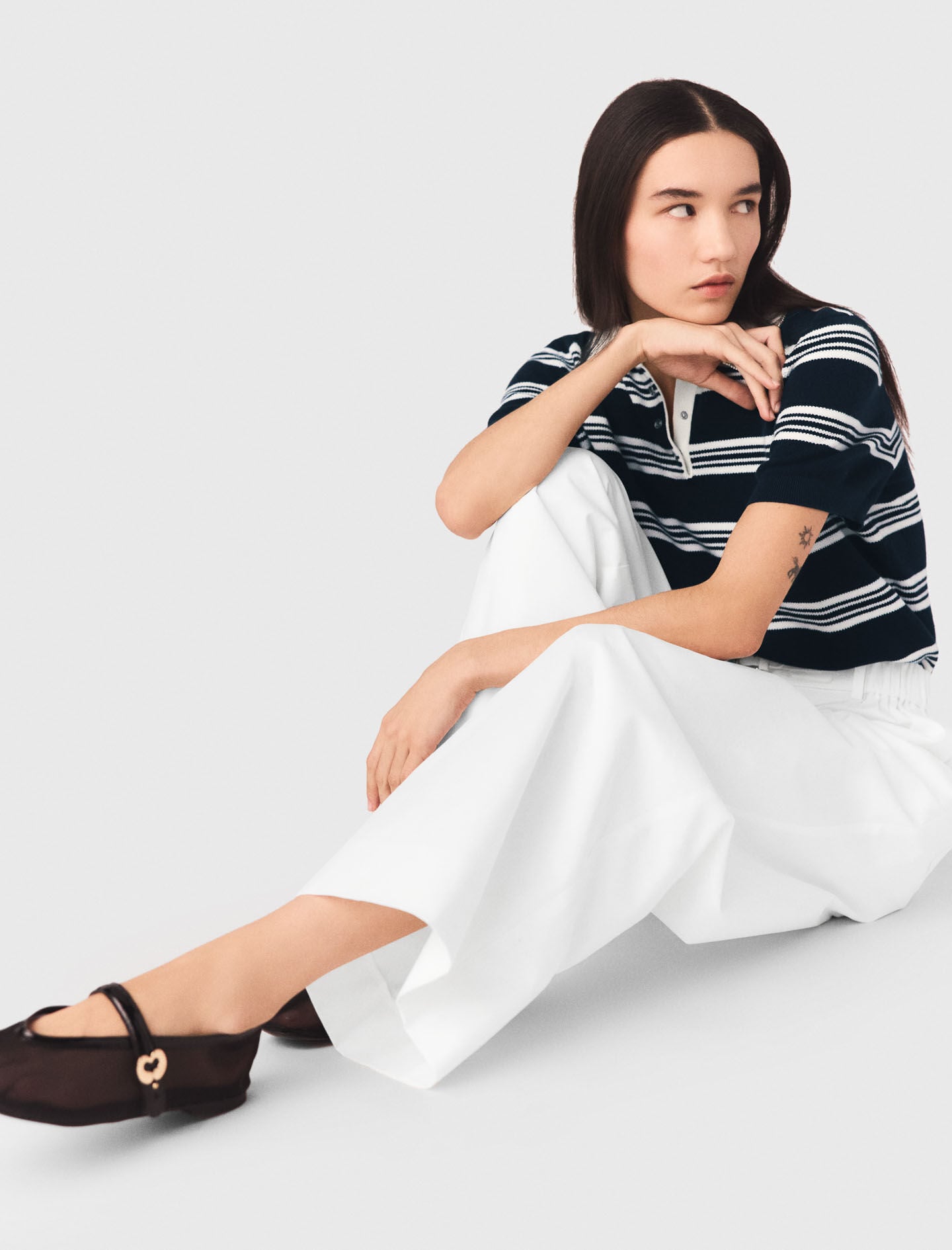 Maje Wide-leg cotton trousers