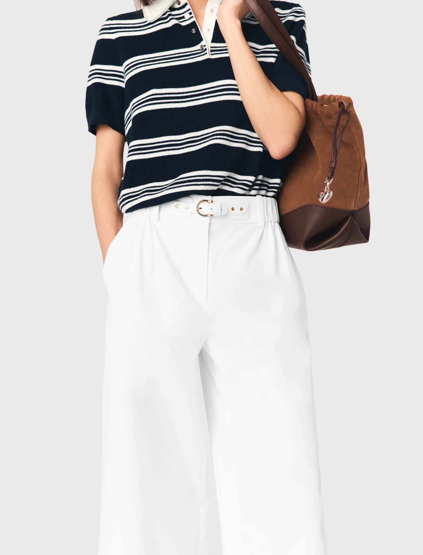 Maje Wide-leg cotton trousers