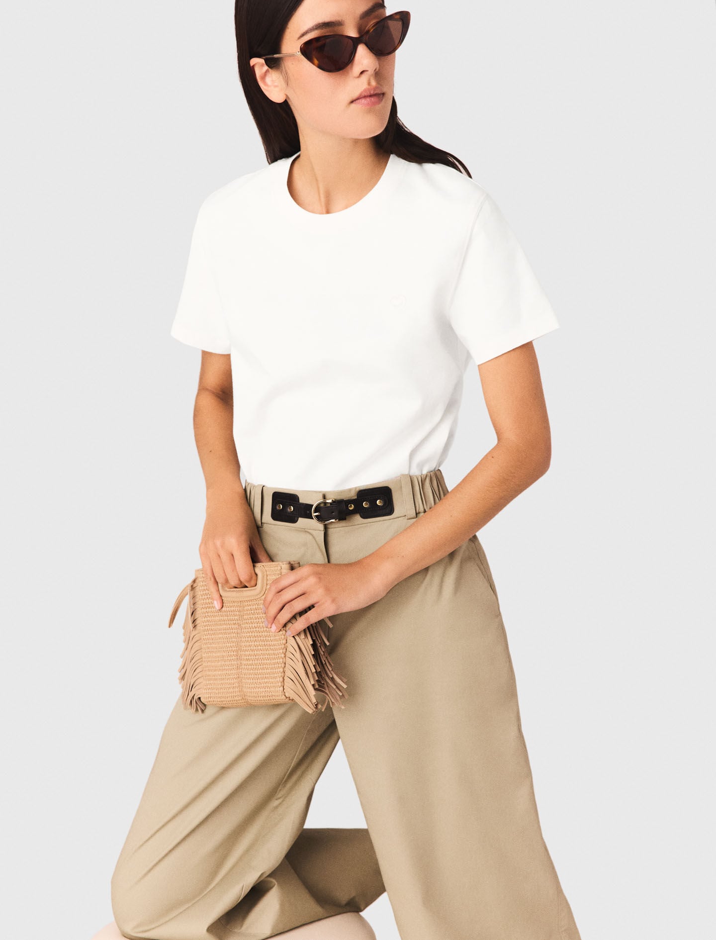 Maje T-shirt with small embroidered logo