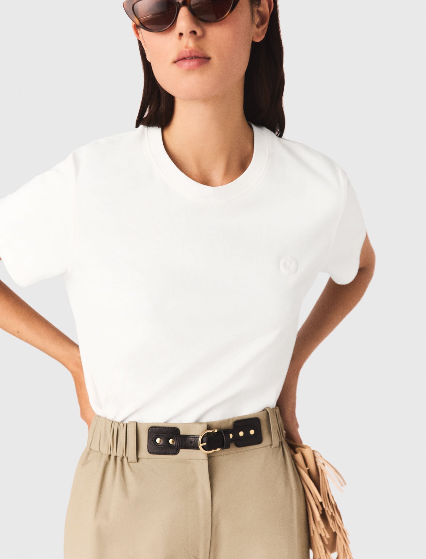 Maje T-shirt with small embroidered logo