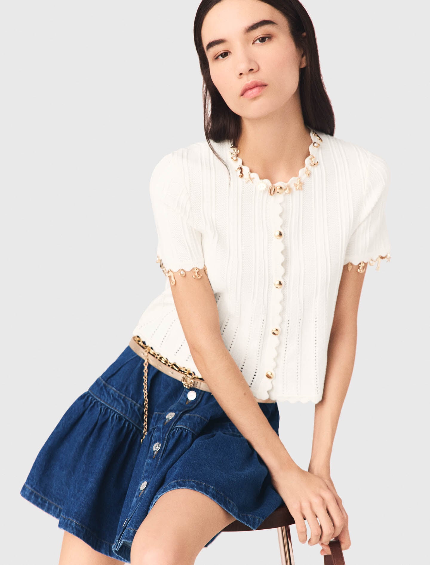 Maje Gold jewellery cardigan