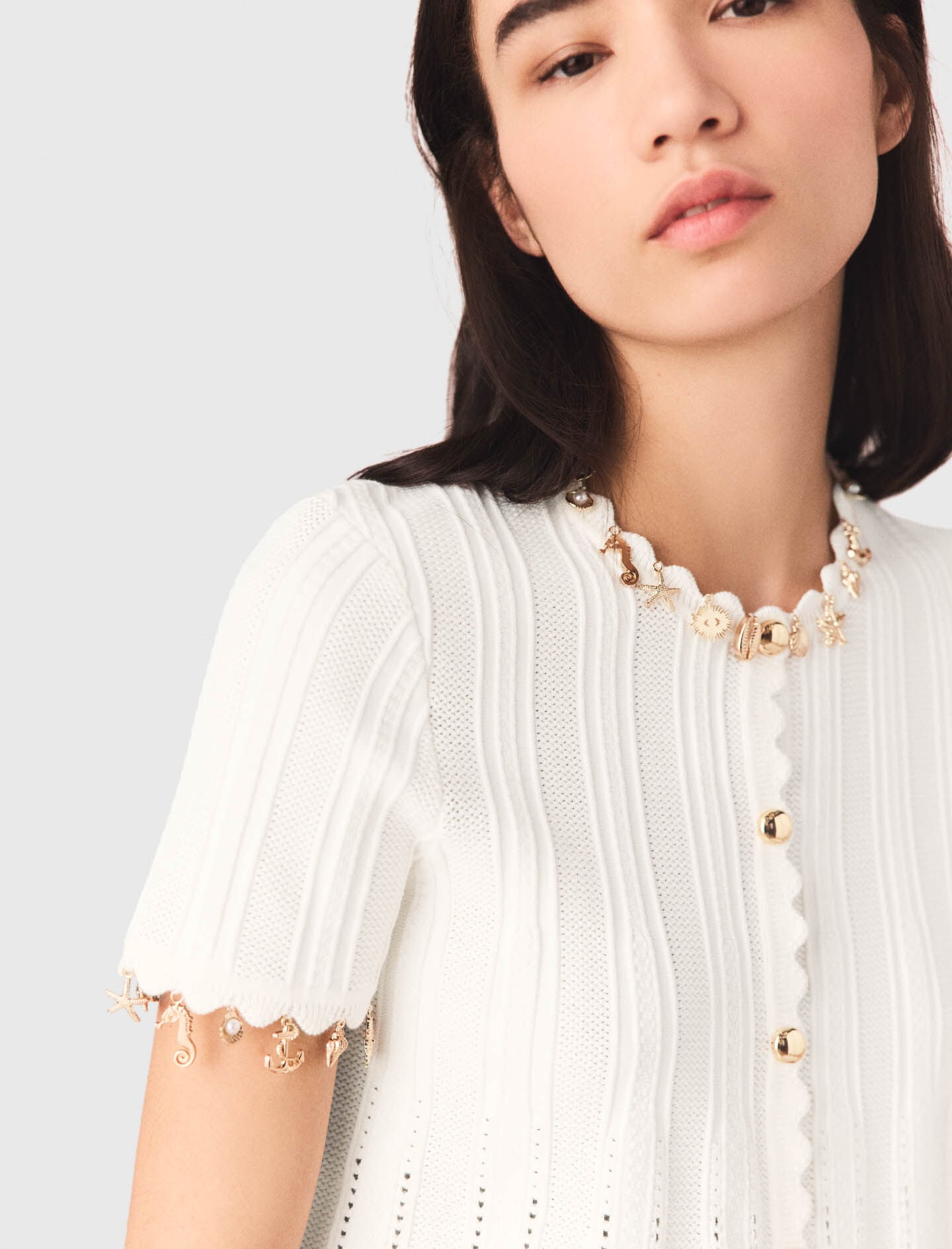 Maje Gold jewellery cardigan
