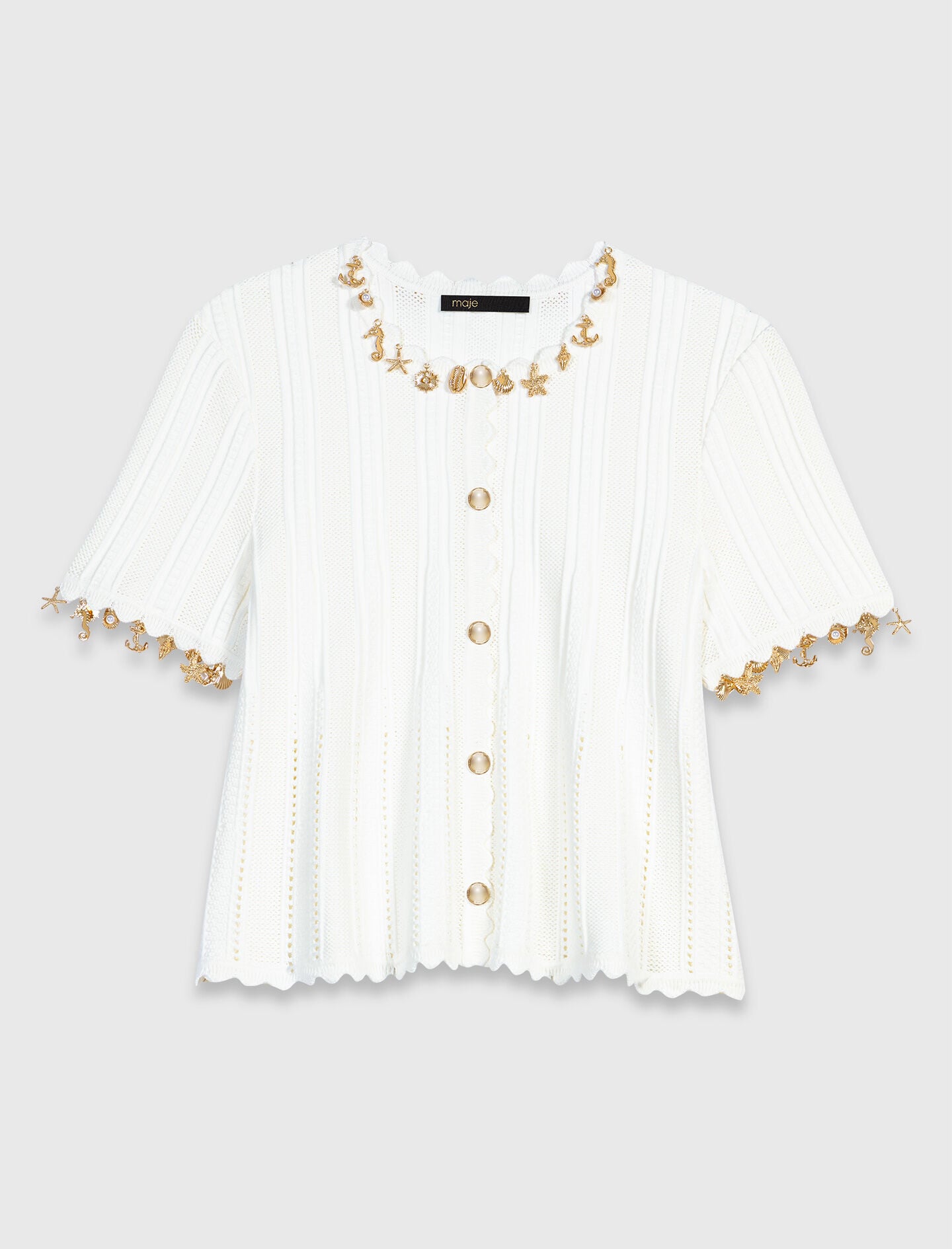 Maje Gold jewellery cardigan