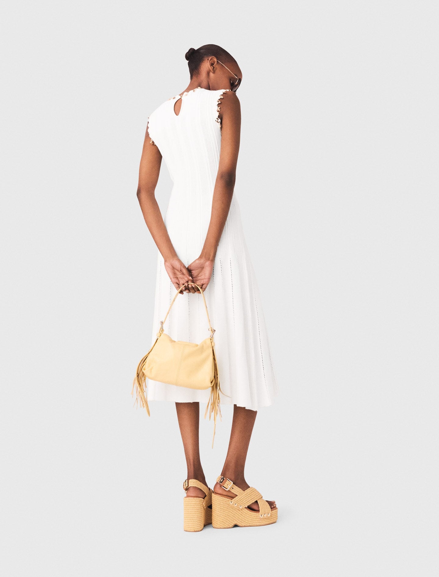 Maje Knit dress with gold jewellery