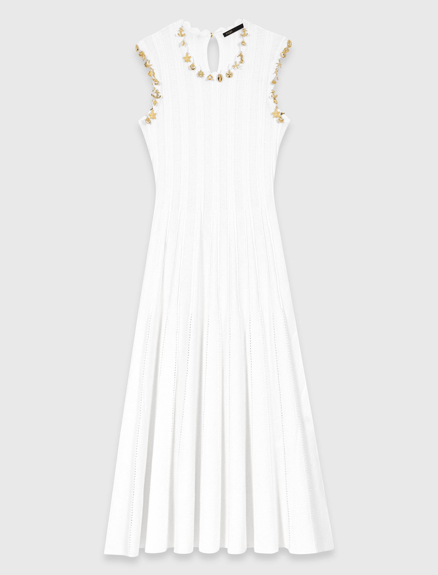 Maje Knit dress with gold jewellery