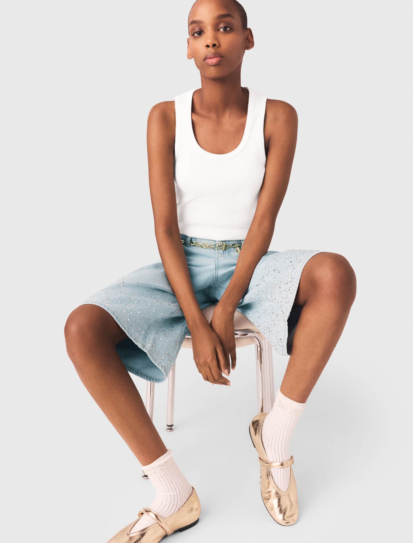 Maje Rhinestone Bermuda shorts