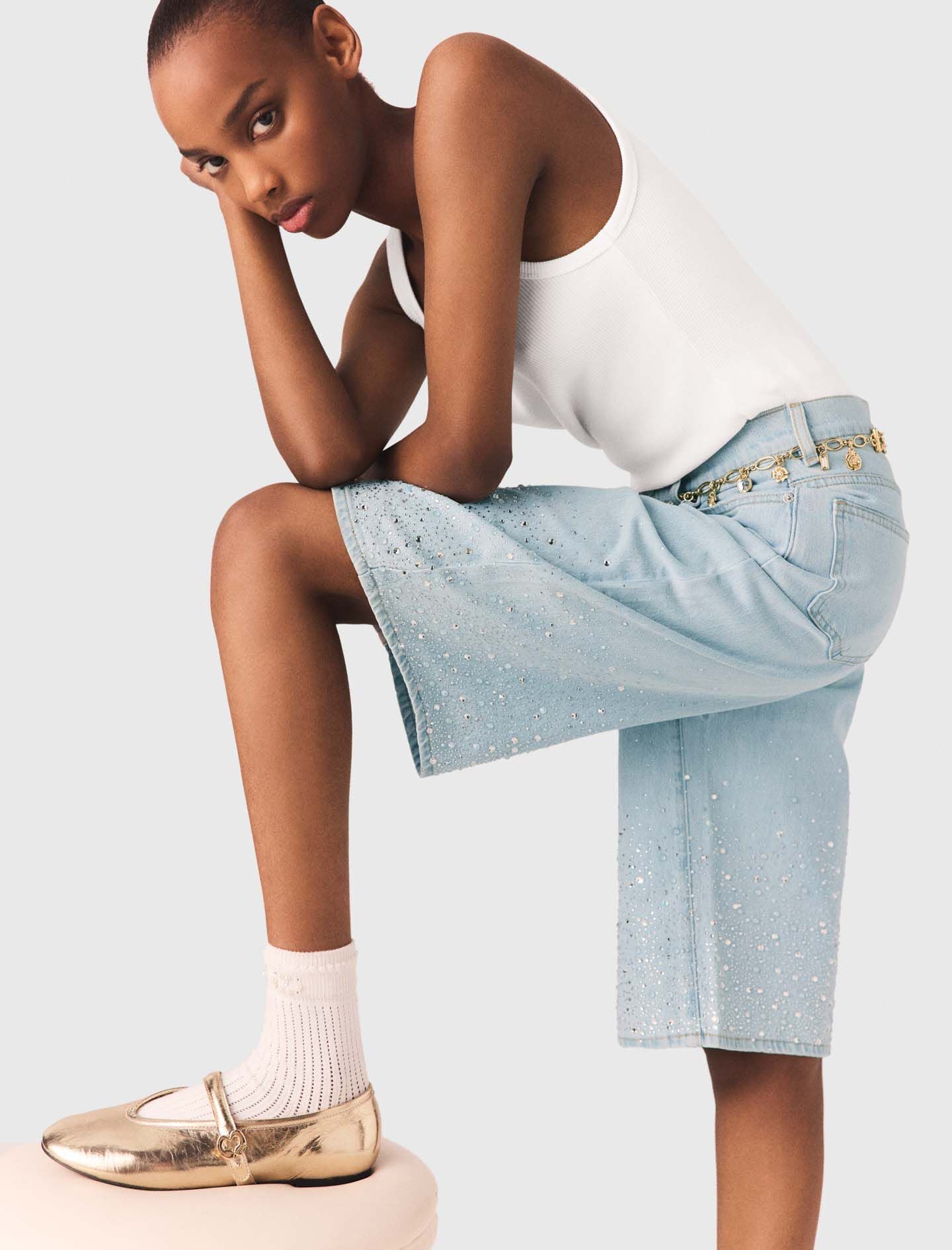 Maje Rhinestone Bermuda shorts