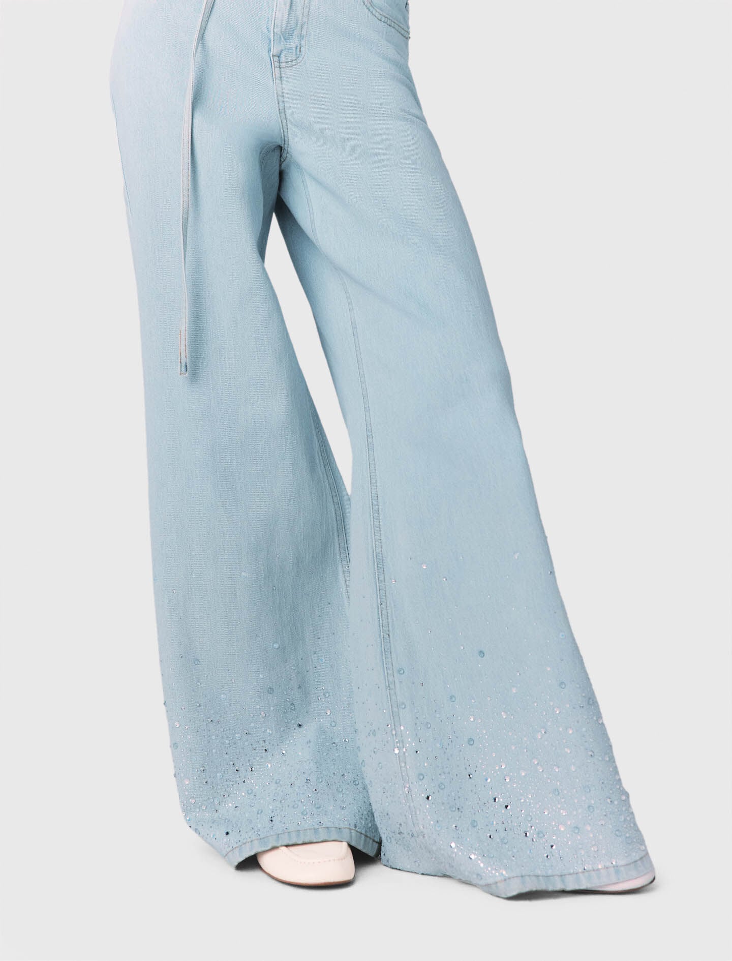 Maje Wide-leg rhinestone jeans