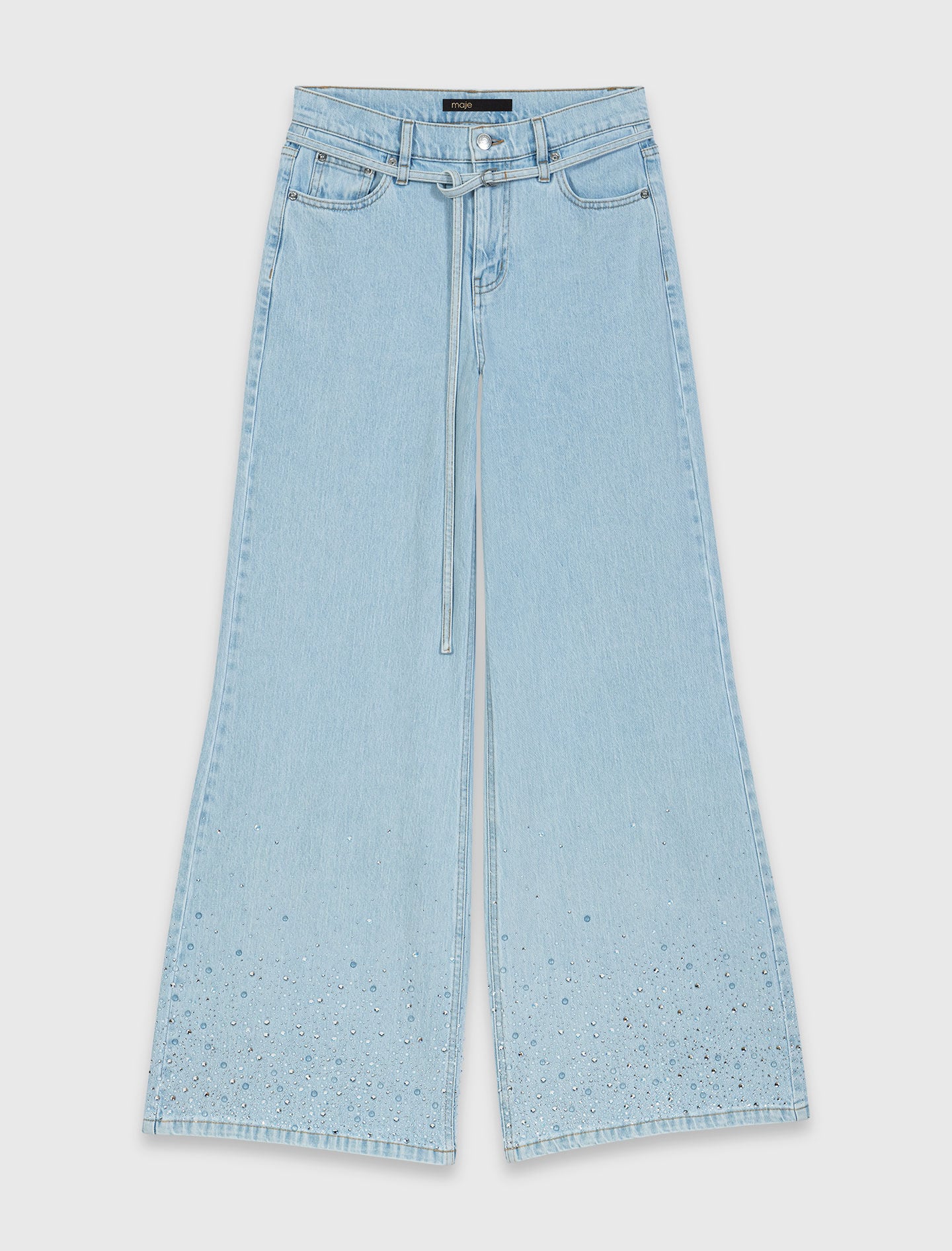 Maje Wide-leg rhinestone jeans