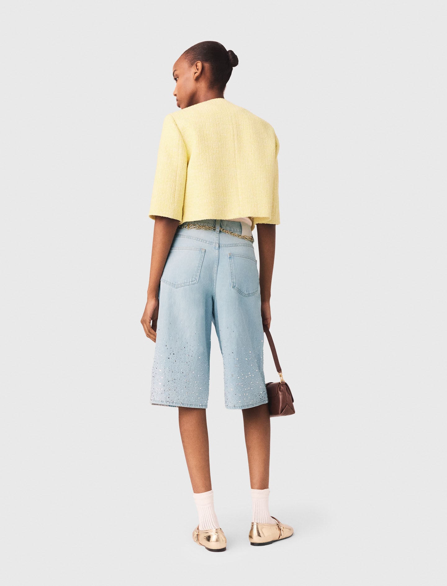 Maje Short-sleeved tweed jacket