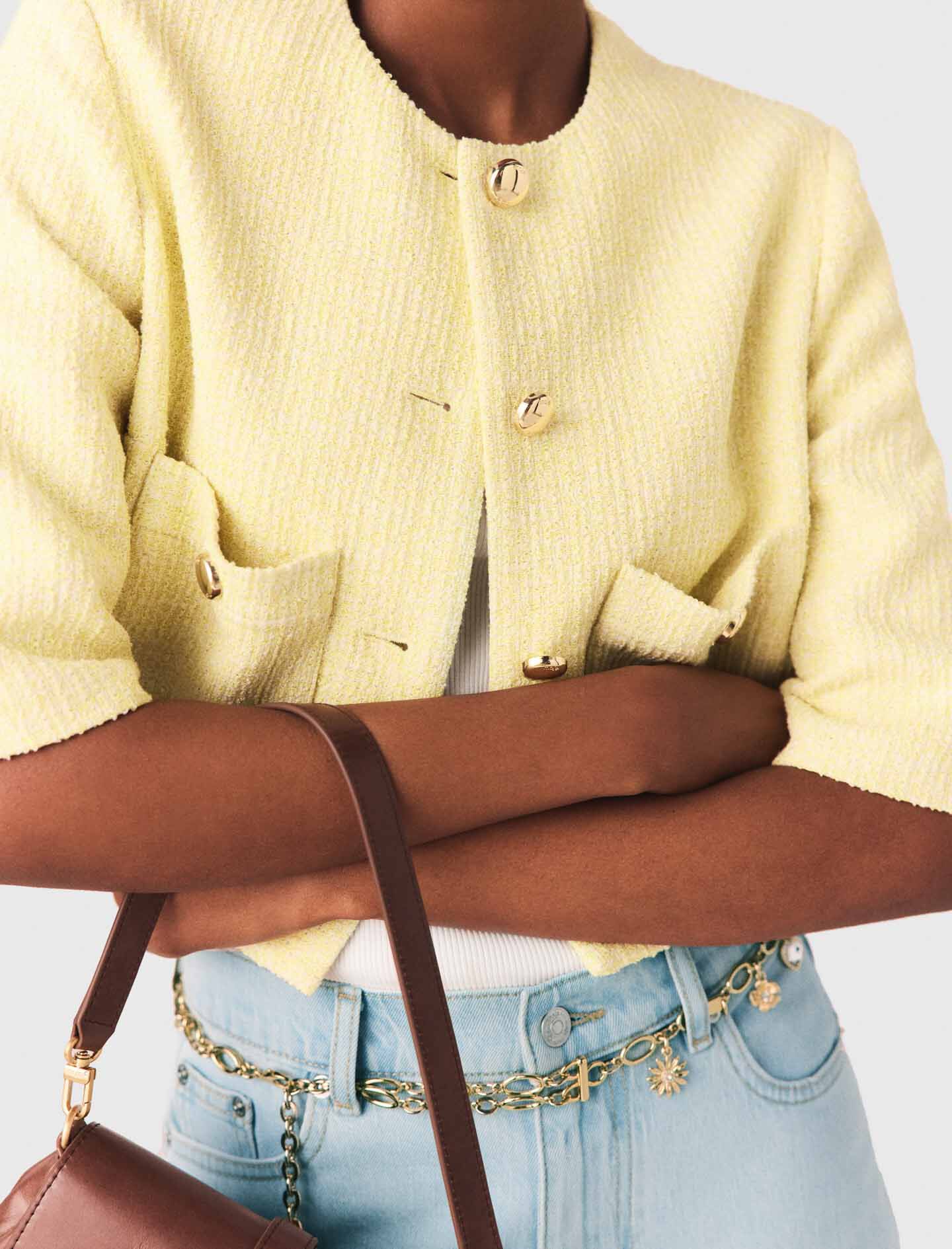 Maje Short-sleeved tweed jacket