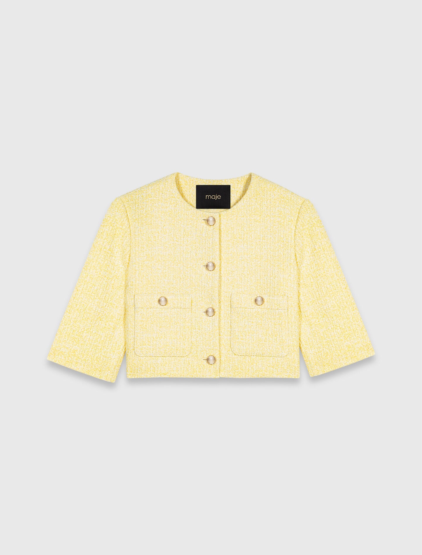 Maje Short-sleeved tweed jacket
