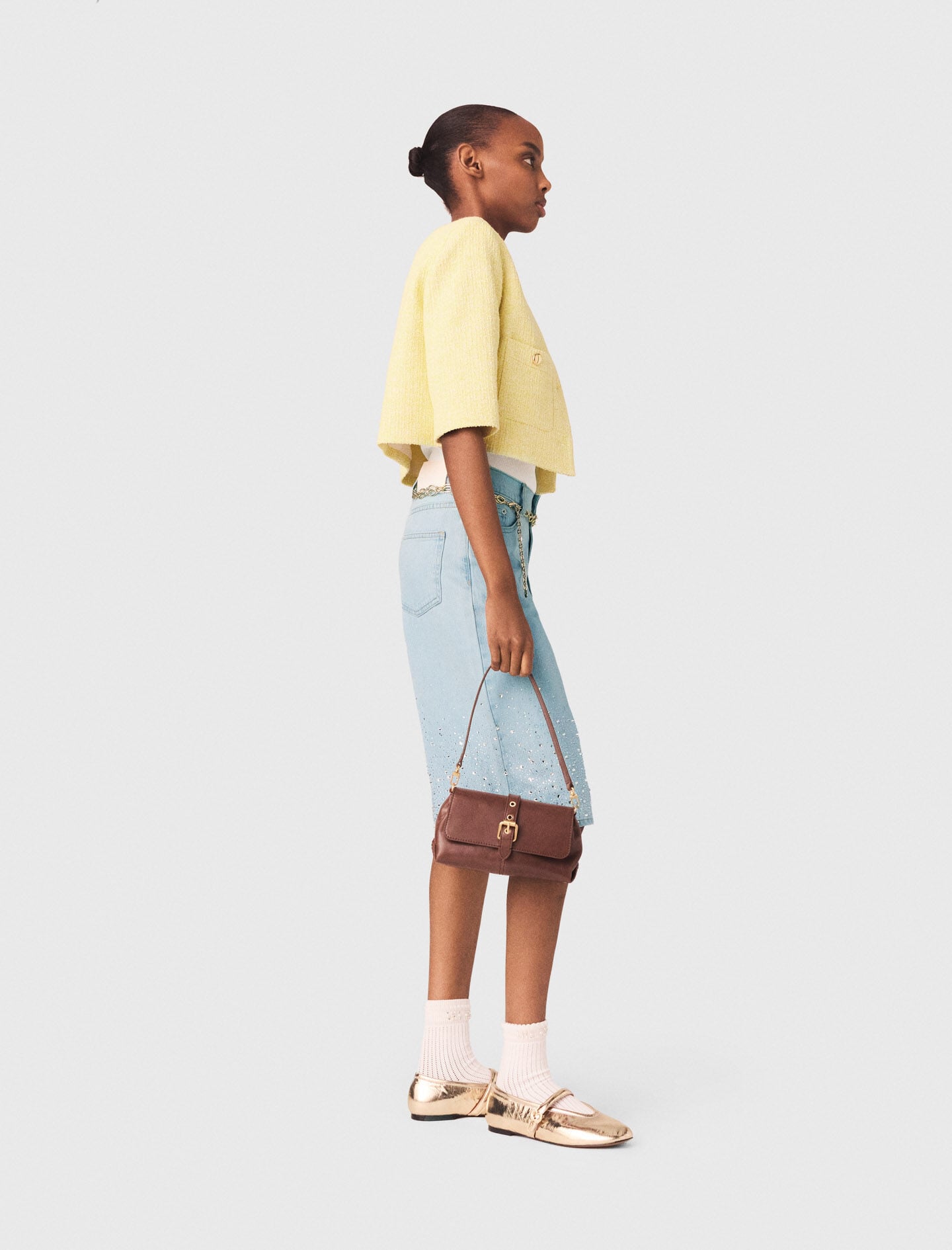 Maje Short-sleeved tweed jacket