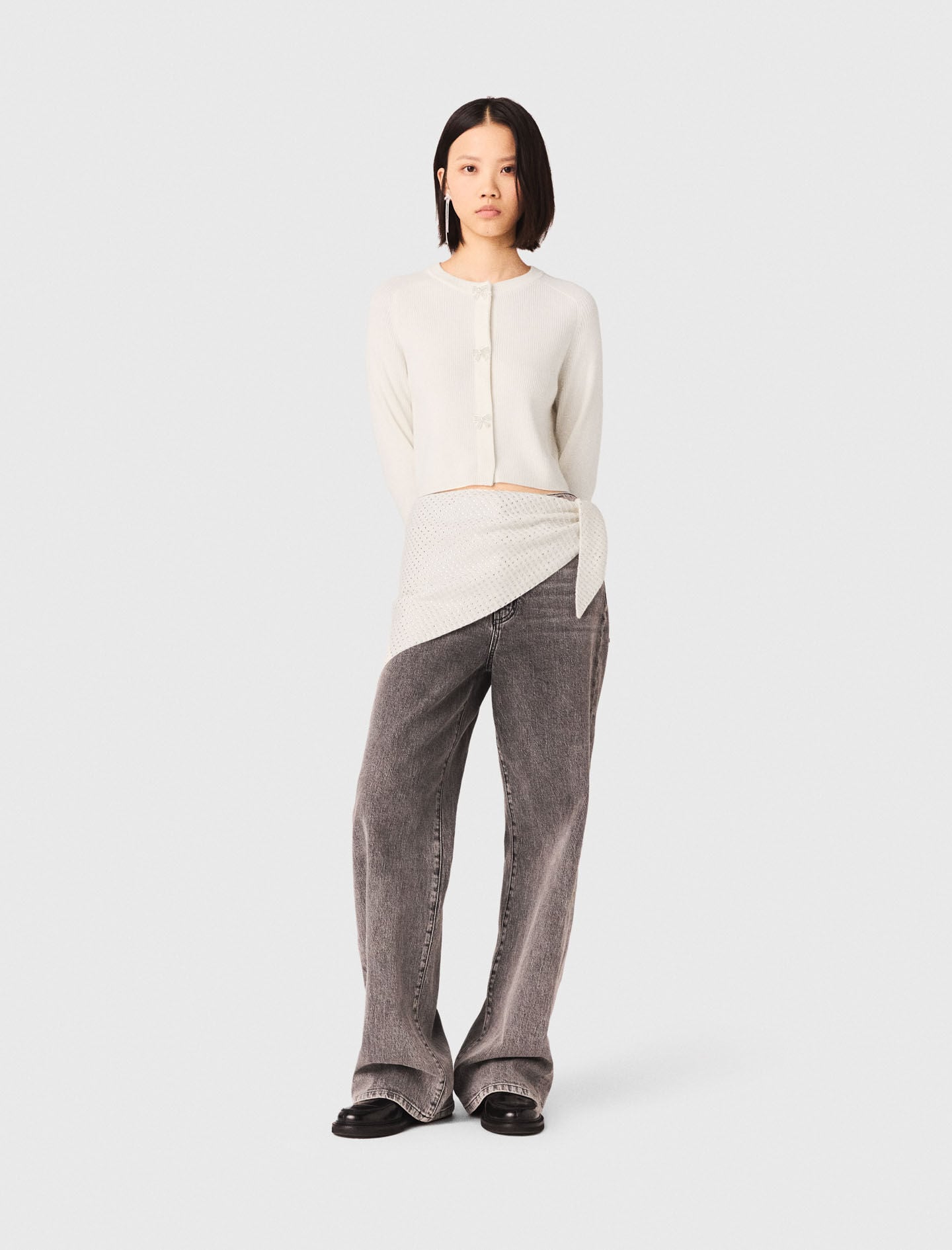 Maje Bow jewellery button cardigan