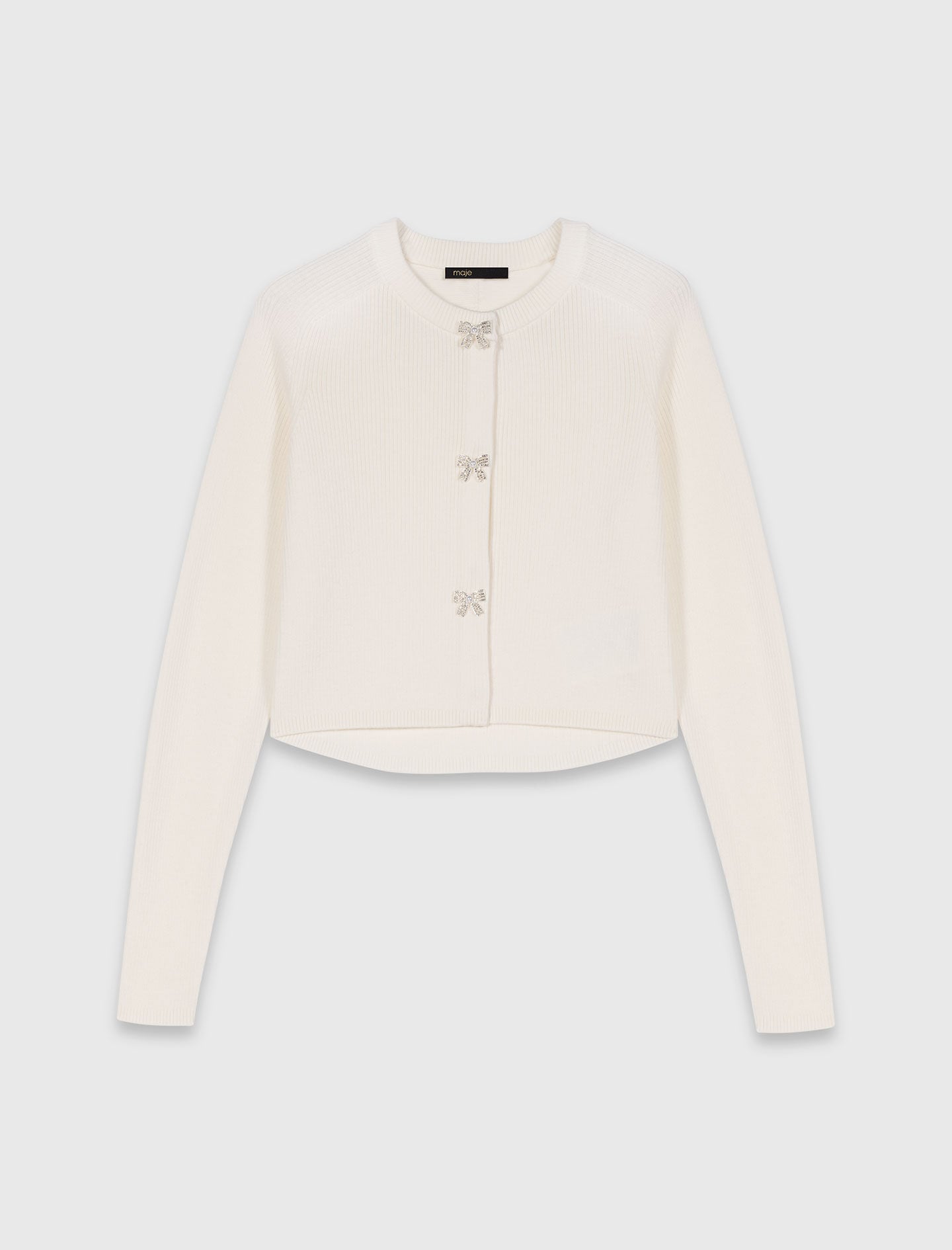 Maje Bow jewellery button cardigan
