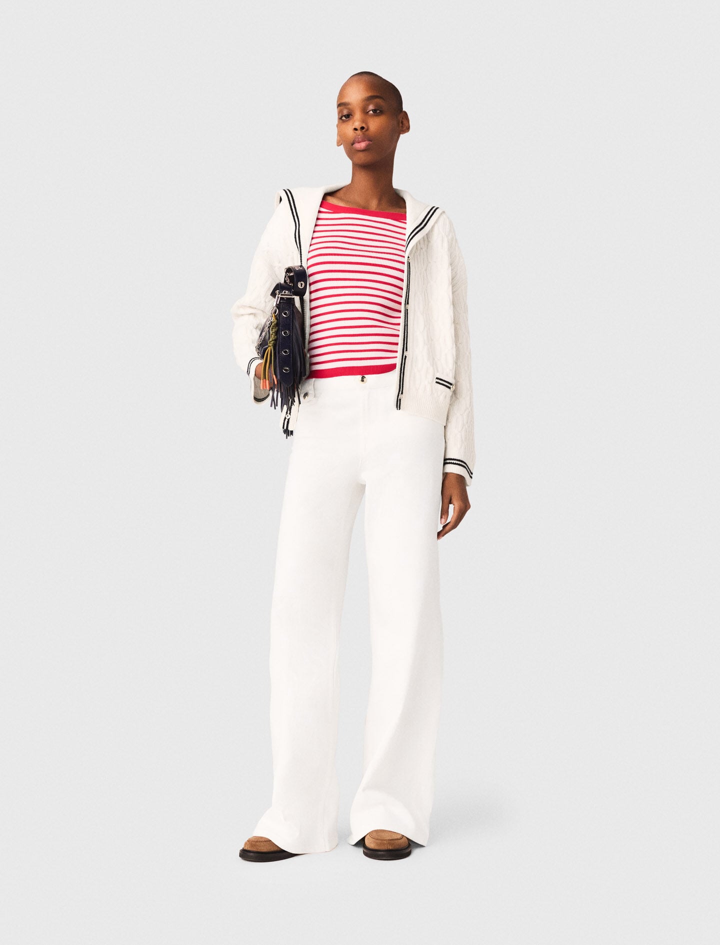 Maje Cable-knit boat neck cardigan