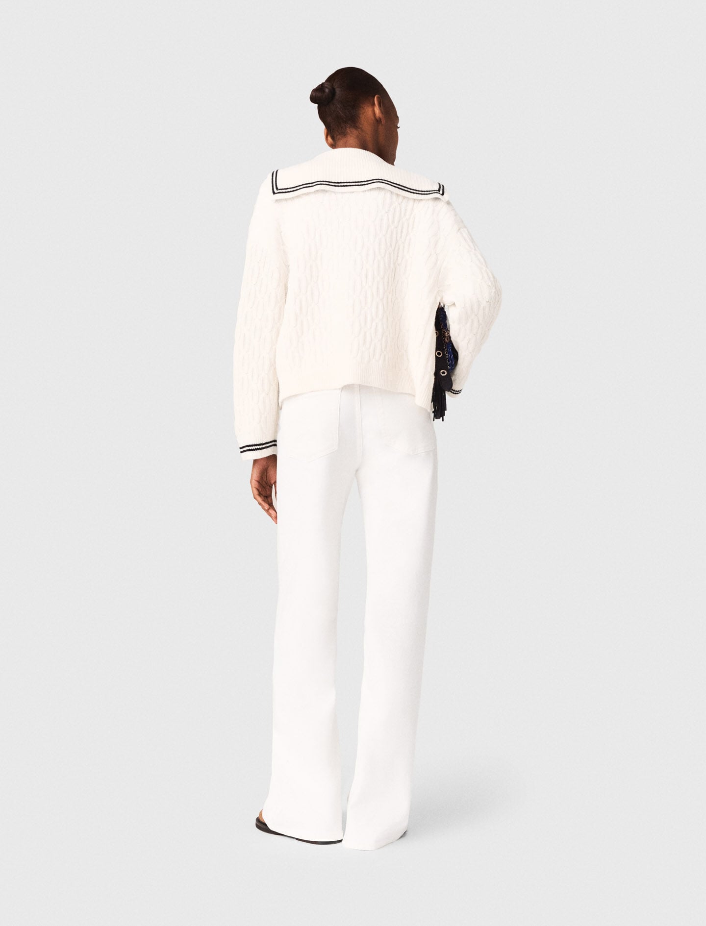 Maje Cable-knit boat neck cardigan