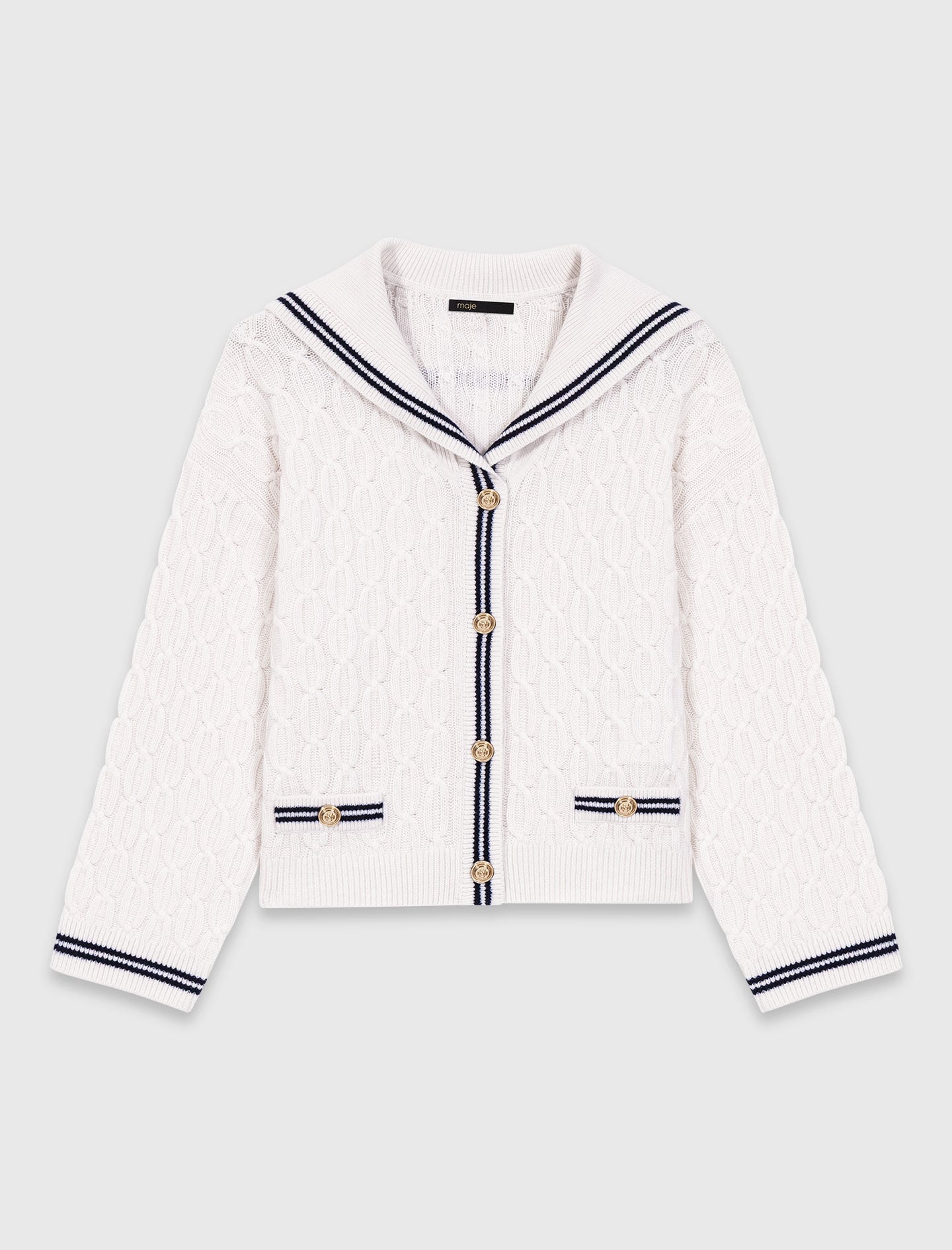 Maje Cable-knit boat neck cardigan