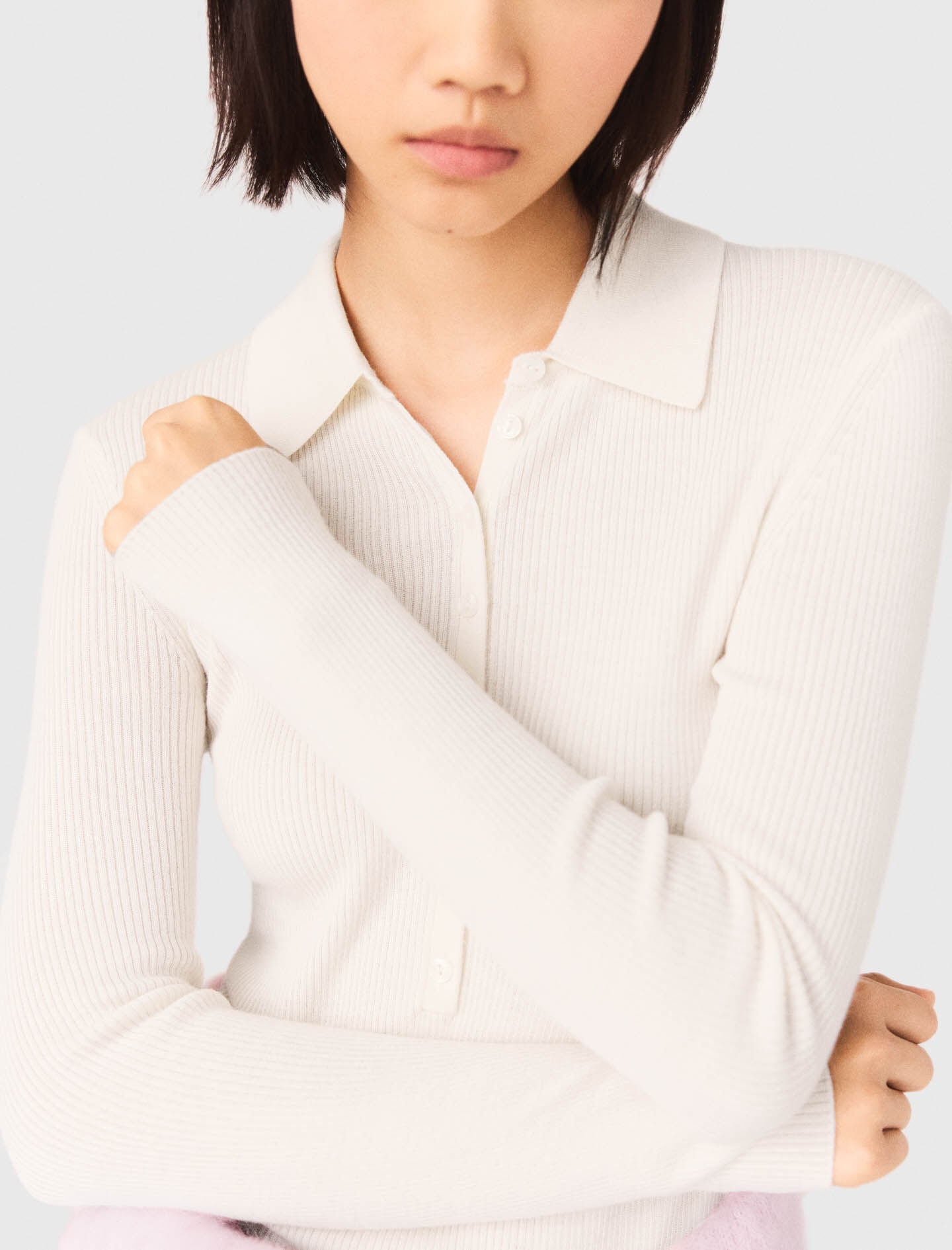 Maje Ribbed polo sweater