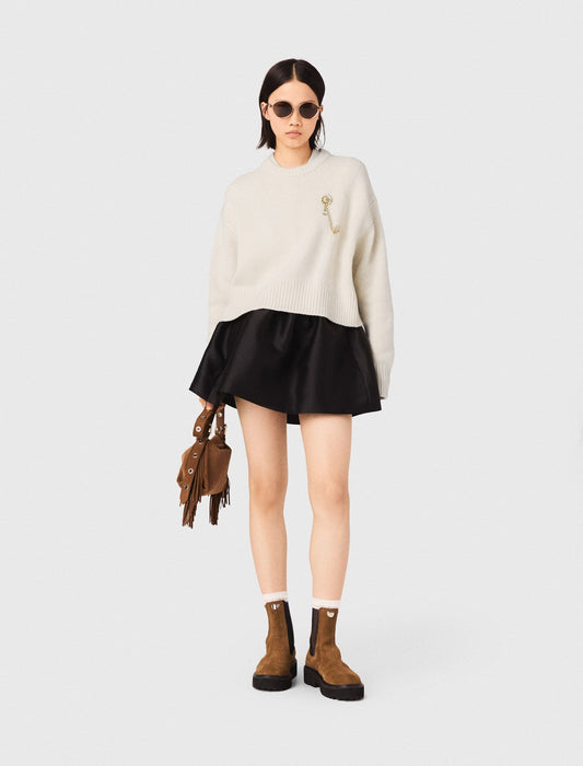 Maje Sweater with floral brooch