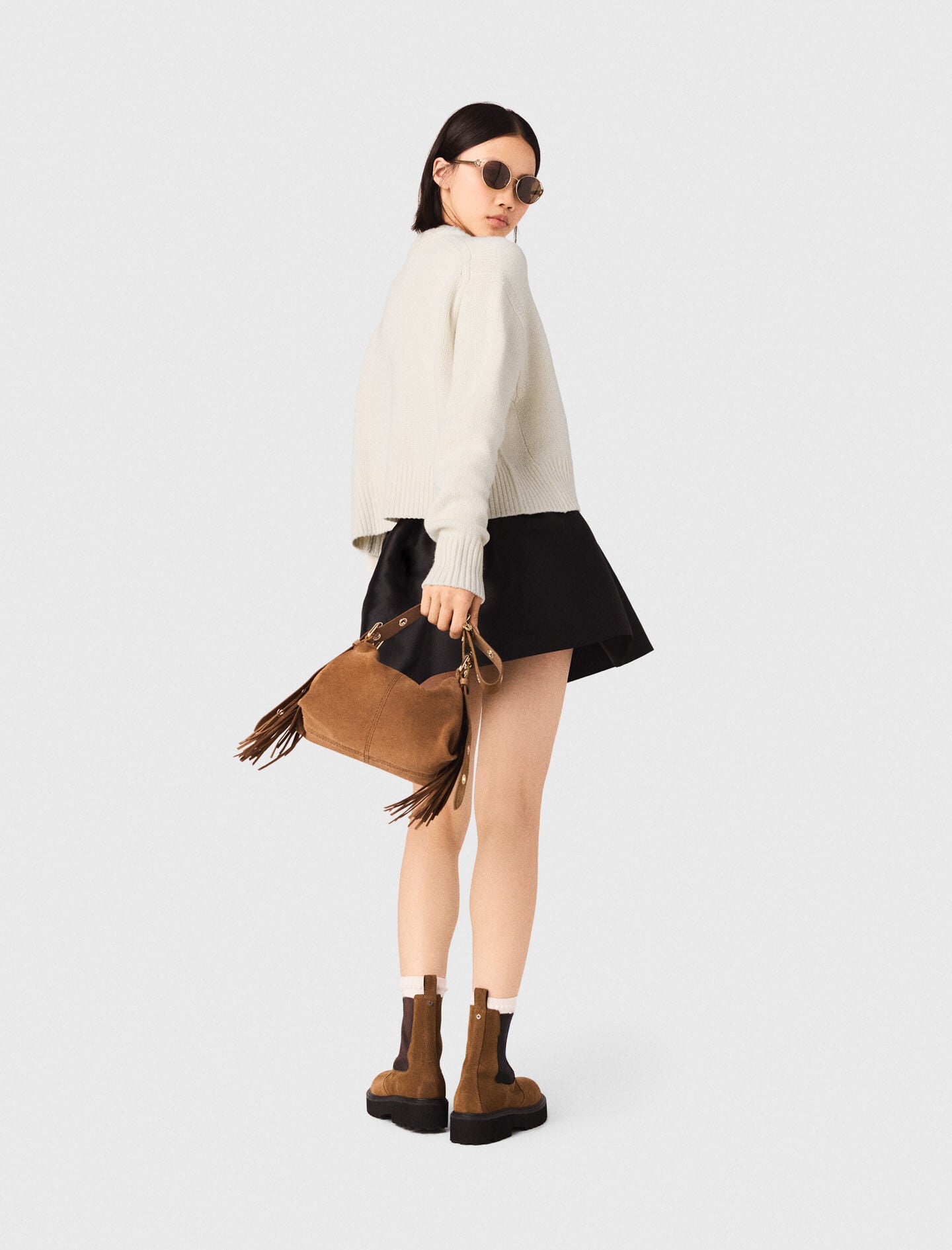 Maje Sweater with floral brooch