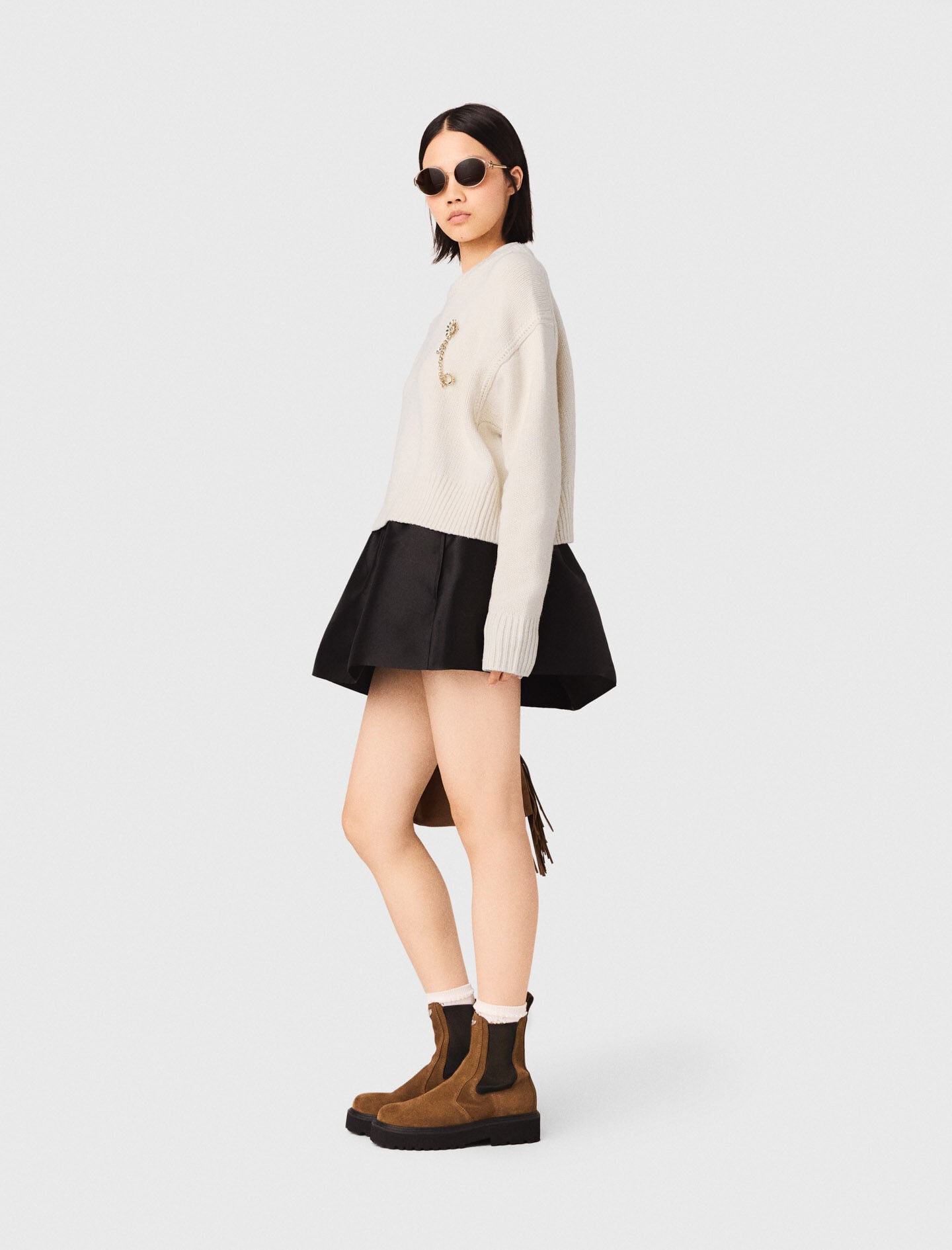 Maje Sweater with floral brooch