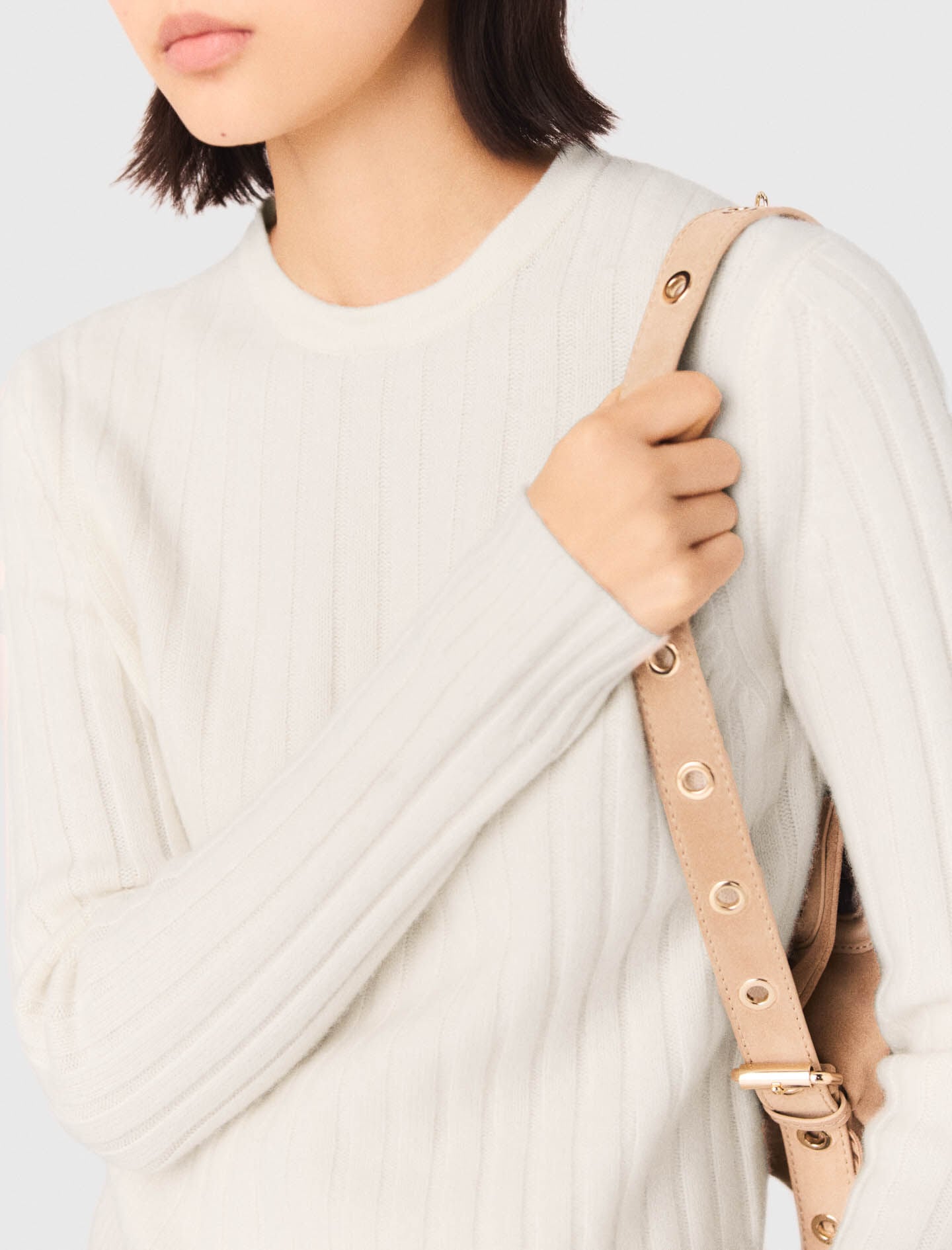Maje Pearl collar ribbed sweater