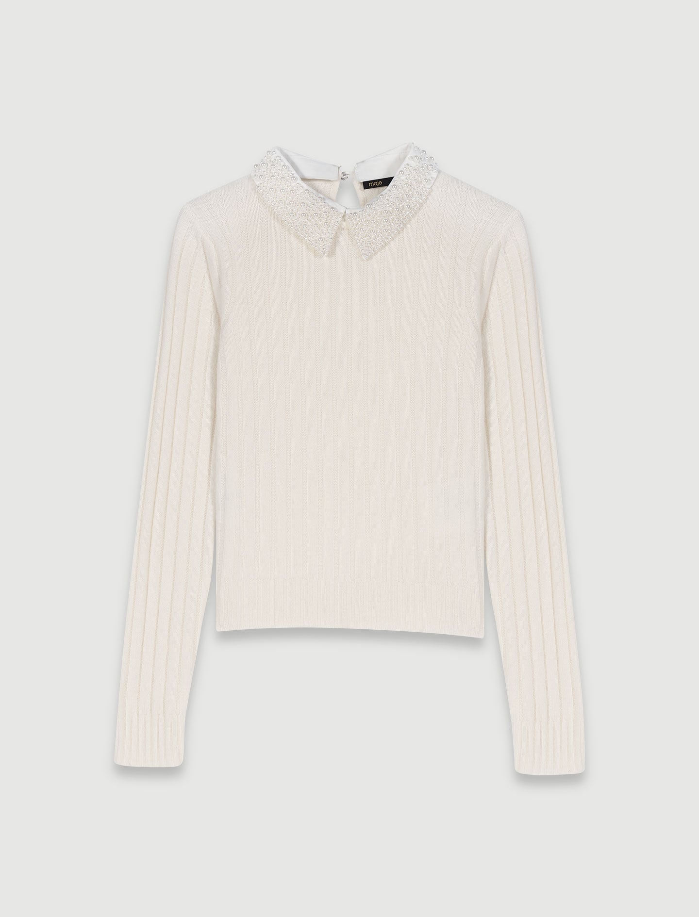 Maje Pearl collar ribbed sweater