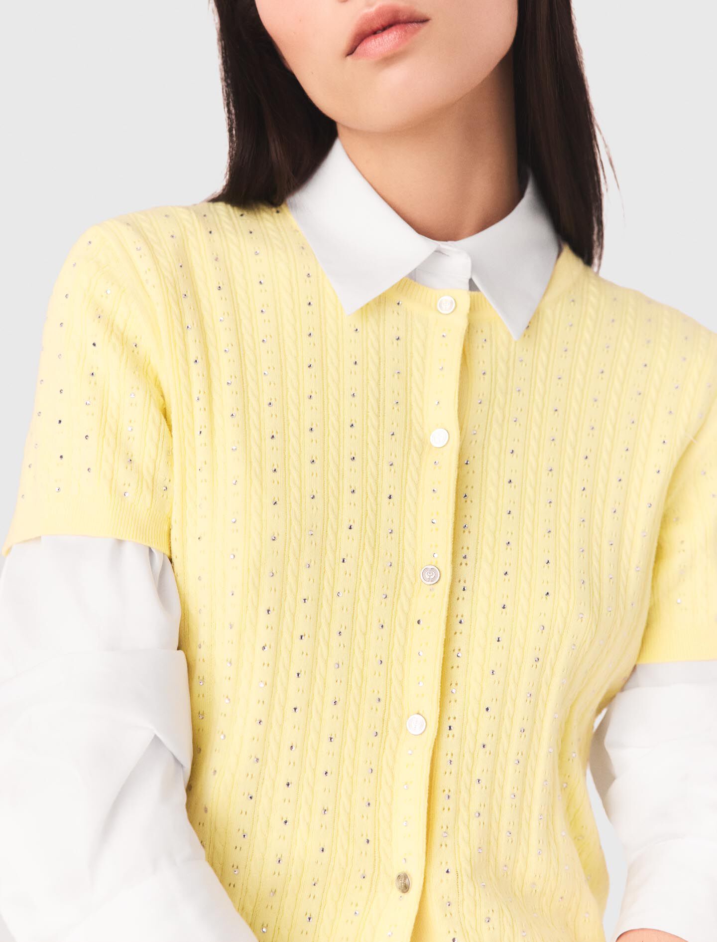 Maje Cardigan with rhinestone neck